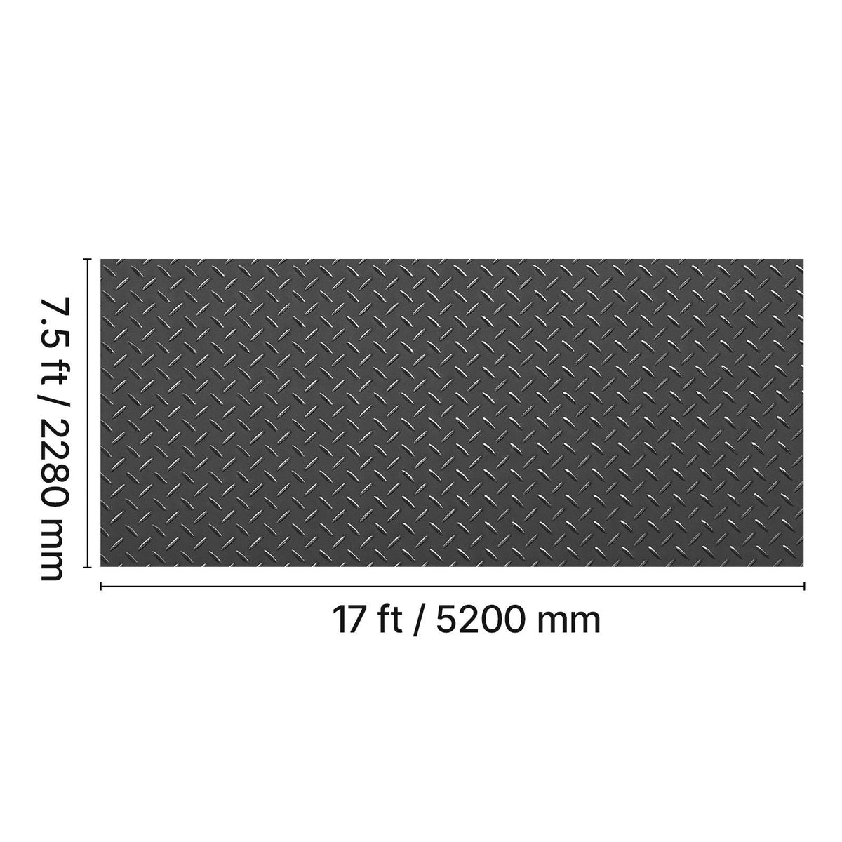 Garage Floor Roll, 7.5 x 17 ft Garage Flooring Mat, 2.2 mm Thickened PVC Diamond Plate Floor Protector Mat with Double-sided Tape, Non-Slip, Easy to Clean for Warehouse, Gyms, Trailer, Black