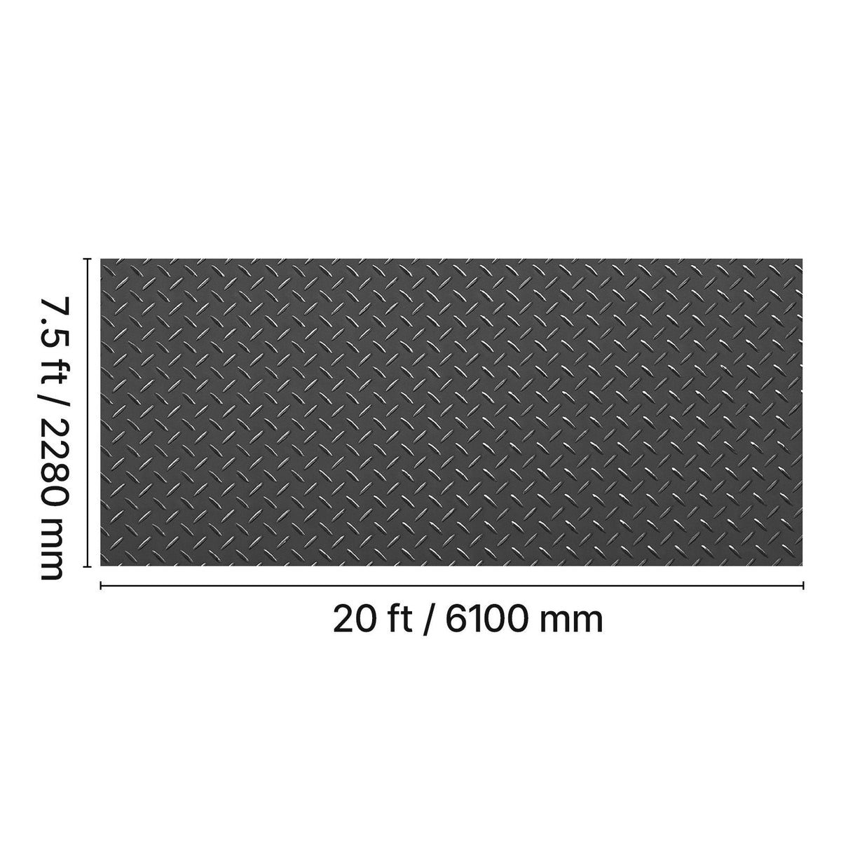 Garage Floor Roll, 7.5 x 20 ft Garage Flooring Mat, 2.2 mm Thickened PVC Diamond Plate Floor Protector Mat with Double-sided Tape, Non-Slip, Easy to Clean for Warehouse, Gyms, Trailer, Black