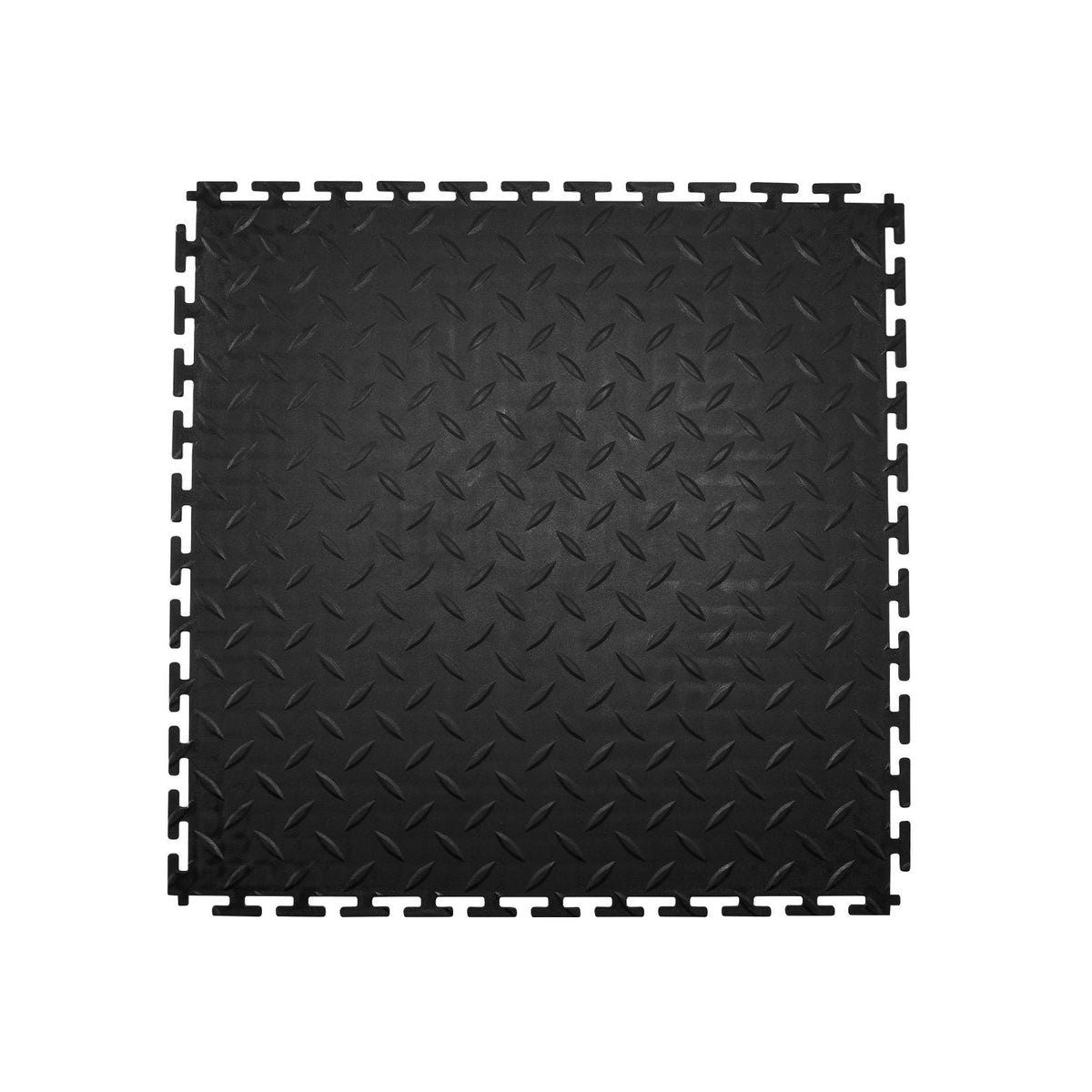Garage Floor Tiles Interlocking, 8 Pack 20.2 x 20.2 x 0.2 in Interlocking Modular Garage Flooring Tiles, Diamond Plate Slip-Resistant PVC Mats for Workshop,Warehouse,Tool Room, Black