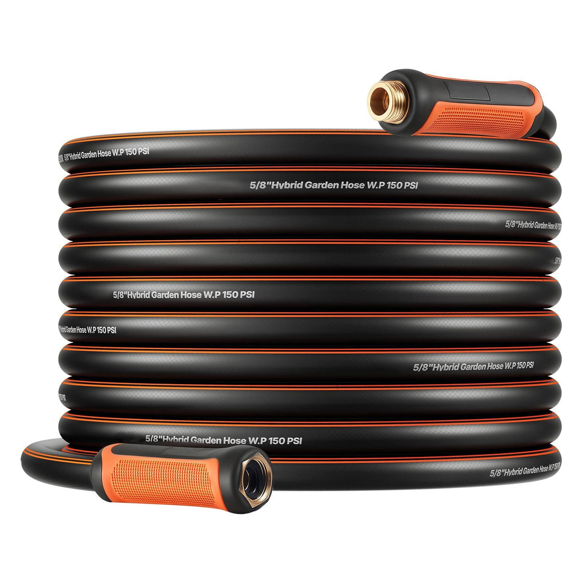 Garden Hose, 75 ft 5/8" Heavy Duty 4-Layer Rubber Water Hose, 150PSI Working & 600PSI Burst, Flexible & Non-kink Outdoor Waterhose with 3/4" Fitting, Lightweight Hoses for Gardening Cleaning