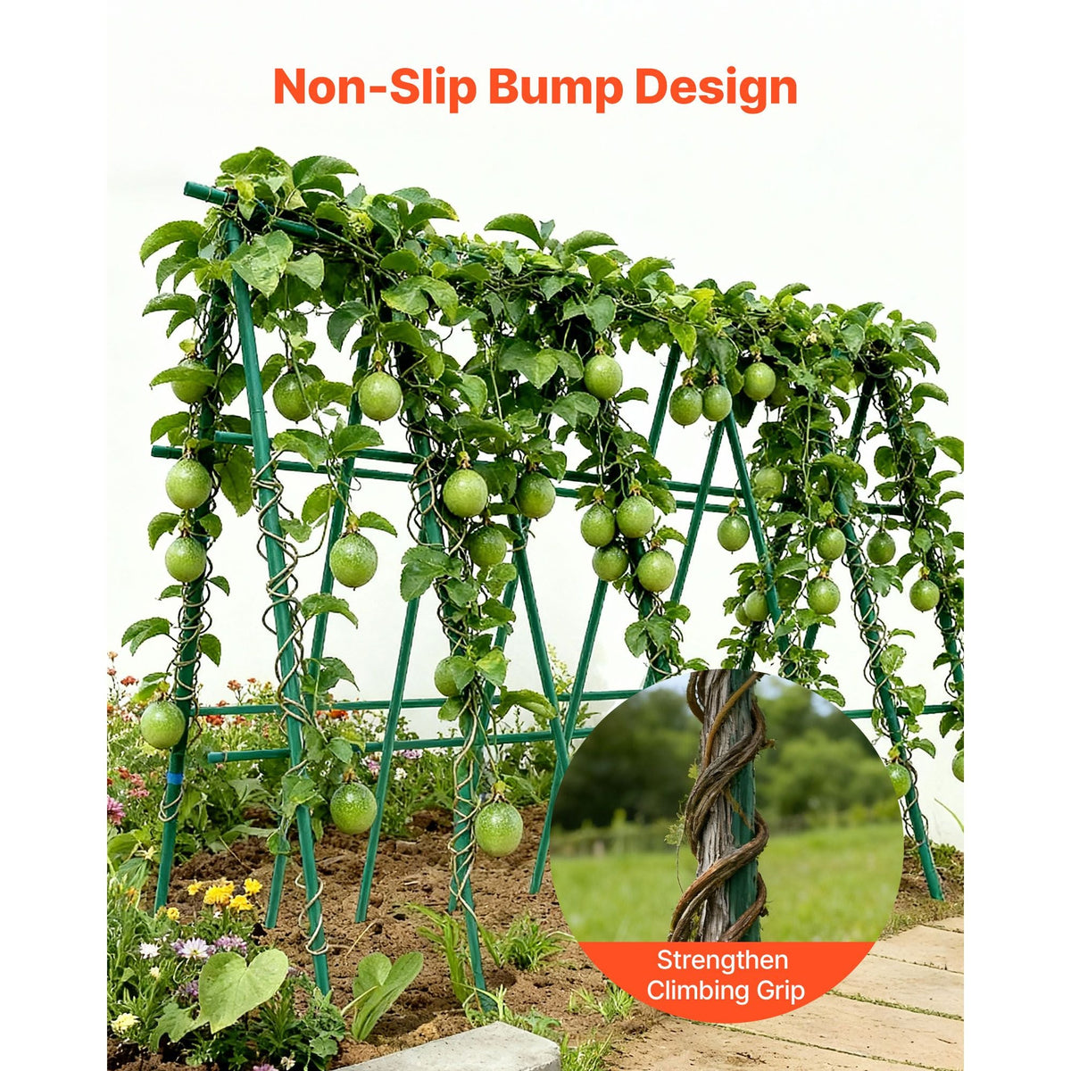 Garden Stakes, 25 Pack, 82.68 inch, Plastic Coated Metal Tomato Stakes, Garden Sticks for Plants Support, with Pointed End and Non-Slip Bumps for Growing Climbing Plants, Outdoor Vegetables
