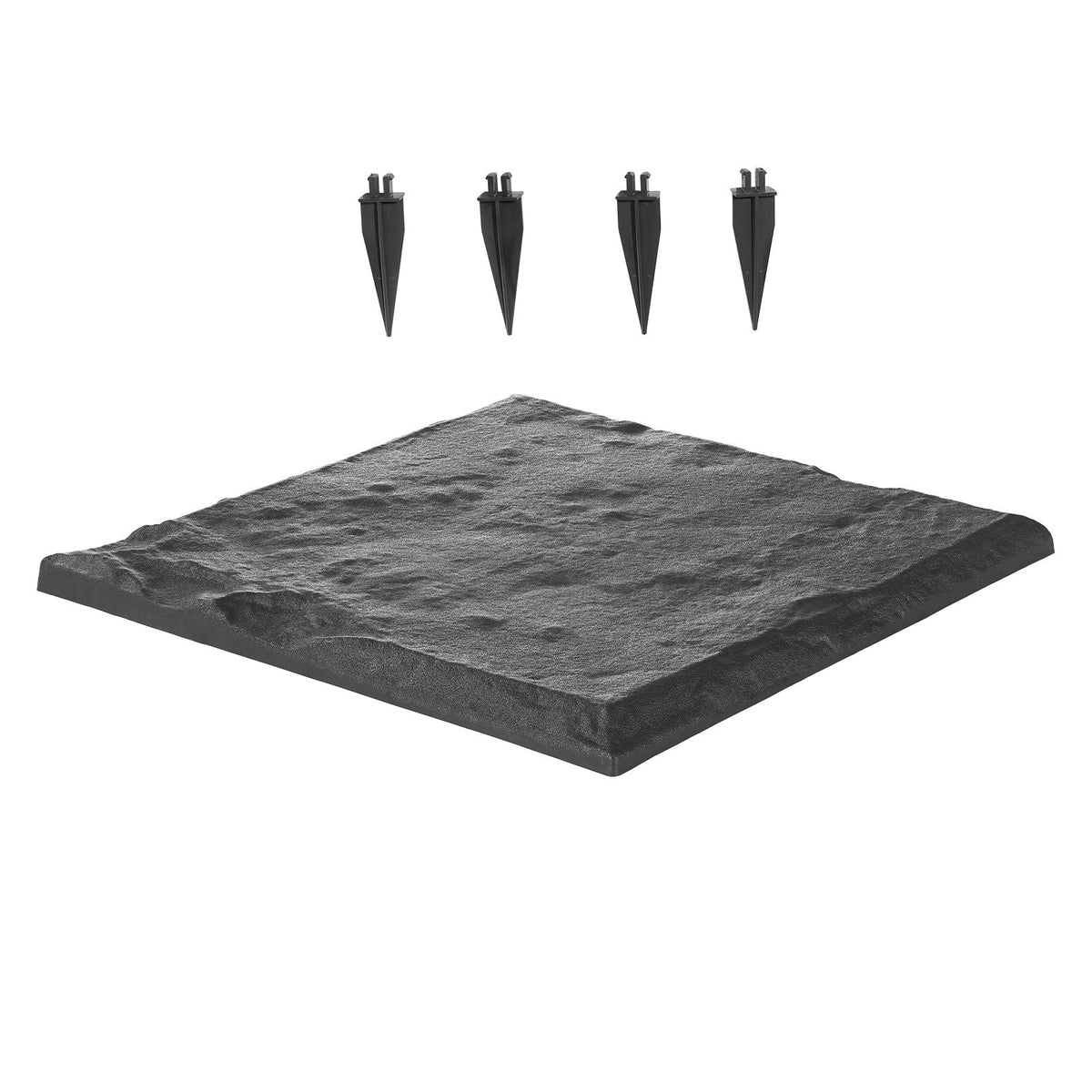 Garden Stepping Stones, 8Pcs 15.5 x 15.5 in, Decorative Stepping Stones with Stakes, Weather-Resistant Plastic Pathway Pavers, Smooth Surface, Outdoor Walkway for Lawn Patio Landscape, Grey