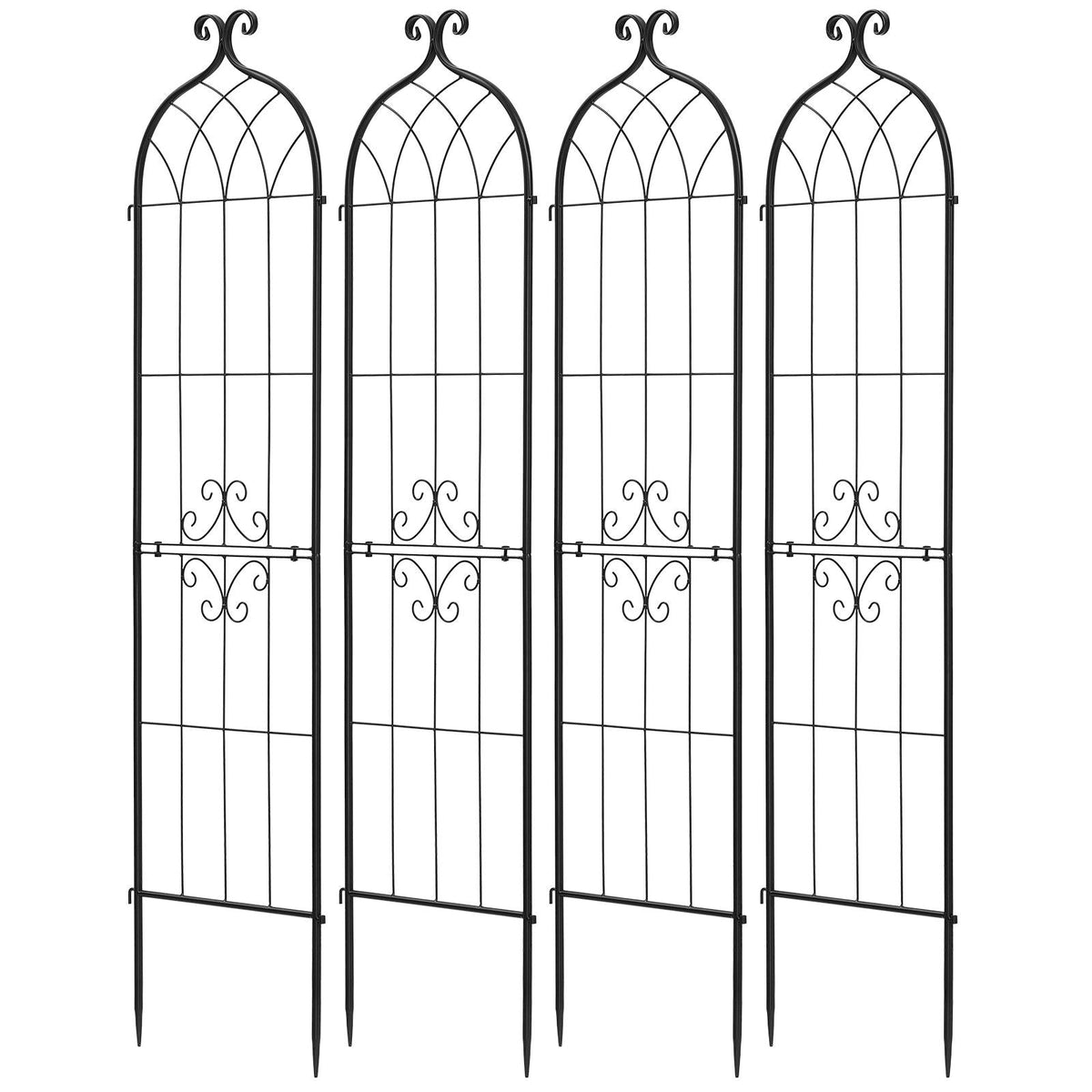Garden Trellis, 60 x 15 inch Rose Trellis, 4 Packs Garden Flower Rose Trellises with Powder-Coated Finish & Convenient Locking Design, Plant Support Trellises for Flowers, Vegetables, Roses