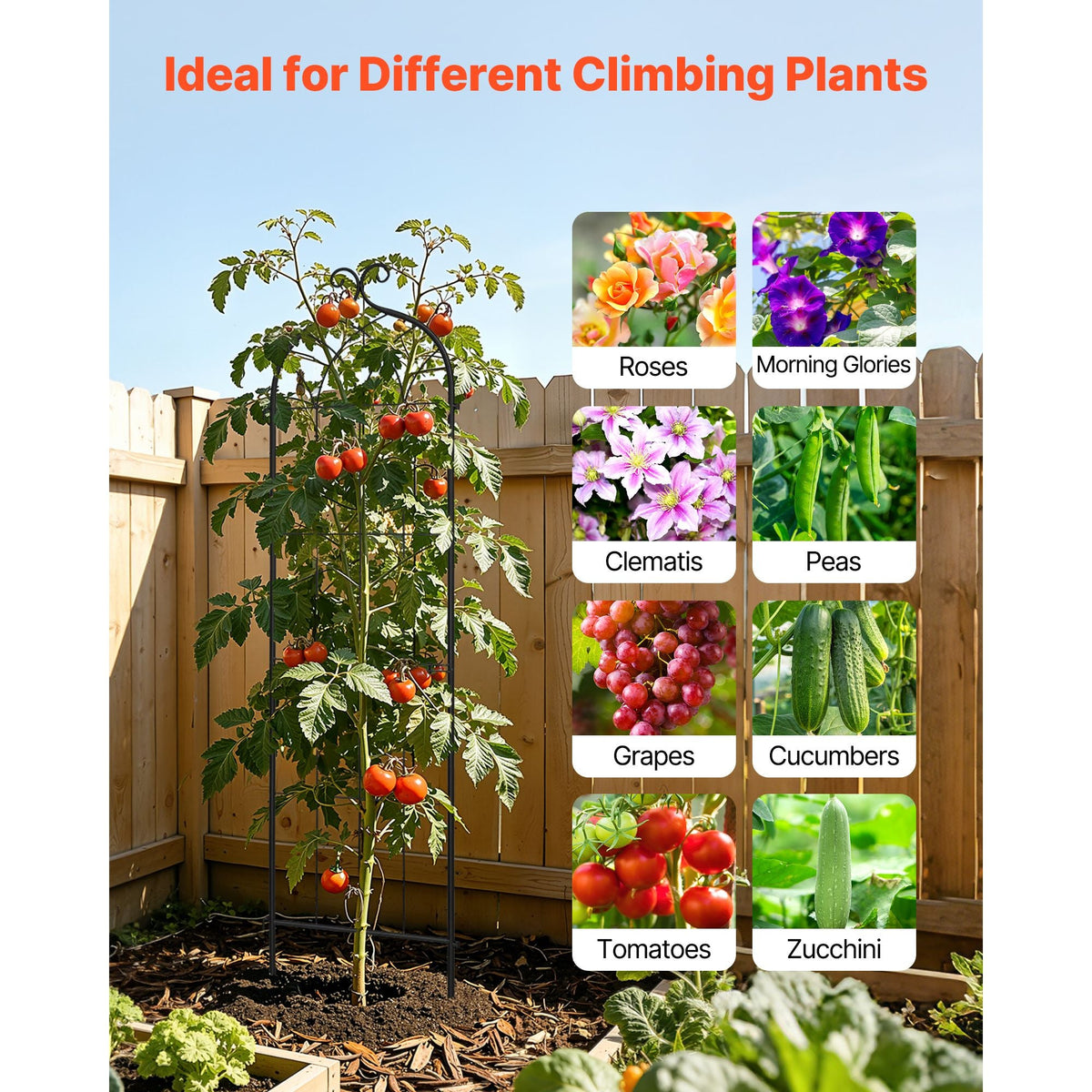 Garden Trellis, 60 x 15 inch Rose Trellis, 4 Packs Garden Flower Rose Trellises with Powder-Coated Finish & Convenient Locking Design, Plant Support Trellises for Flowers, Vegetables, Roses