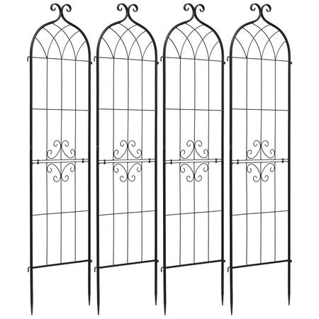 Garden Trellis, 60 x 15 inch Rose Trellis, 4 Packs Garden Flower Rose Trellises with Powder-Coated Finish & Convenient Locking Design, Plant Support Trellises for Flowers, Vegetables, Roses