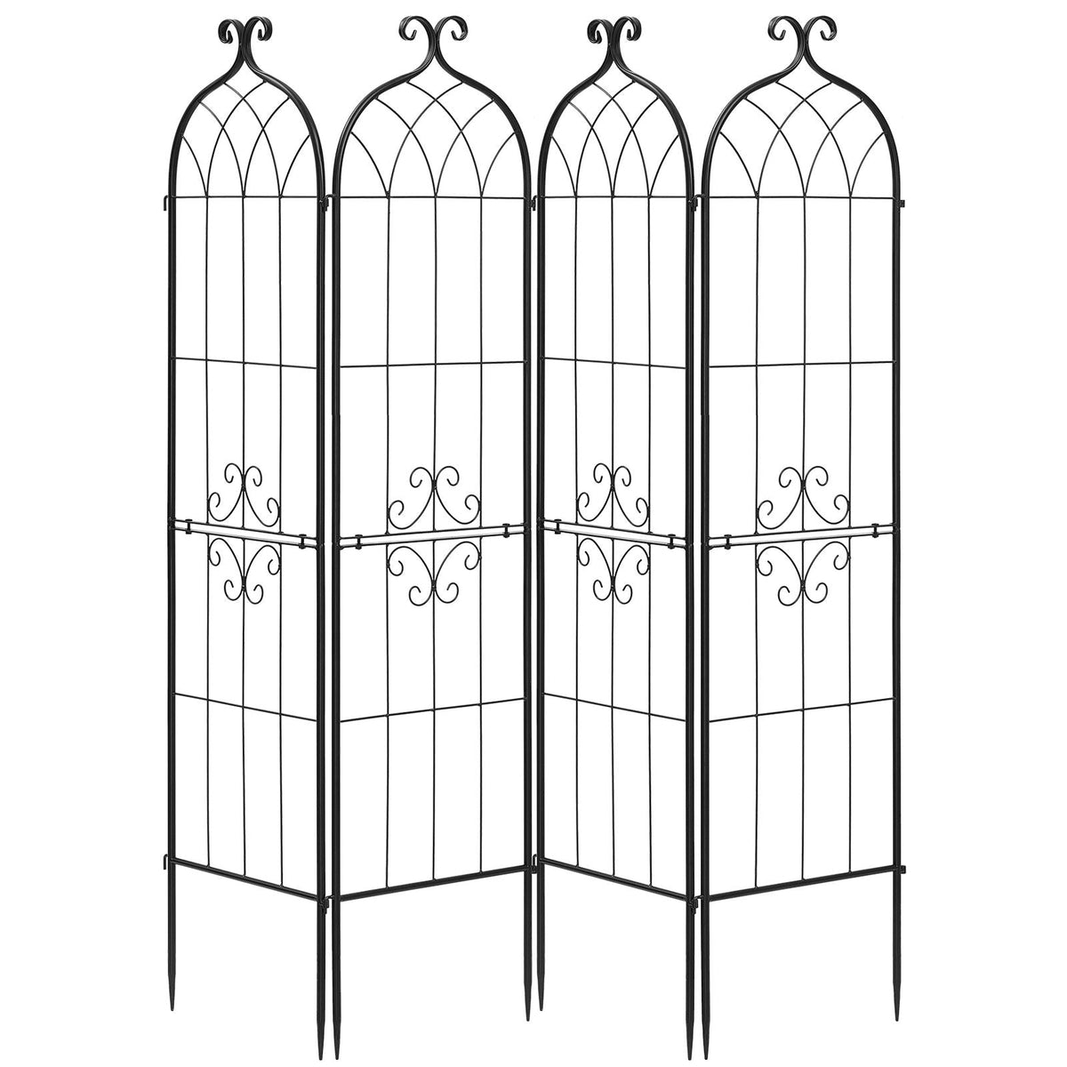 Garden Trellis, 60 x 15 inch Rose Trellis, 4 Packs Garden Flower Rose Trellises with Powder-Coated Finish & Convenient Locking Design, Plant Support Trellises for Flowers, Vegetables, Roses