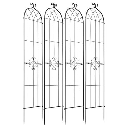 Garden Trellis, 87 x 20 inch Rose Trellis, 4 Packs Garden Flower Rose Trellises with Powder-Coated Finish & Convenient Locking Design, Plant Support Trellises for Flowers, Vegetables, Roses