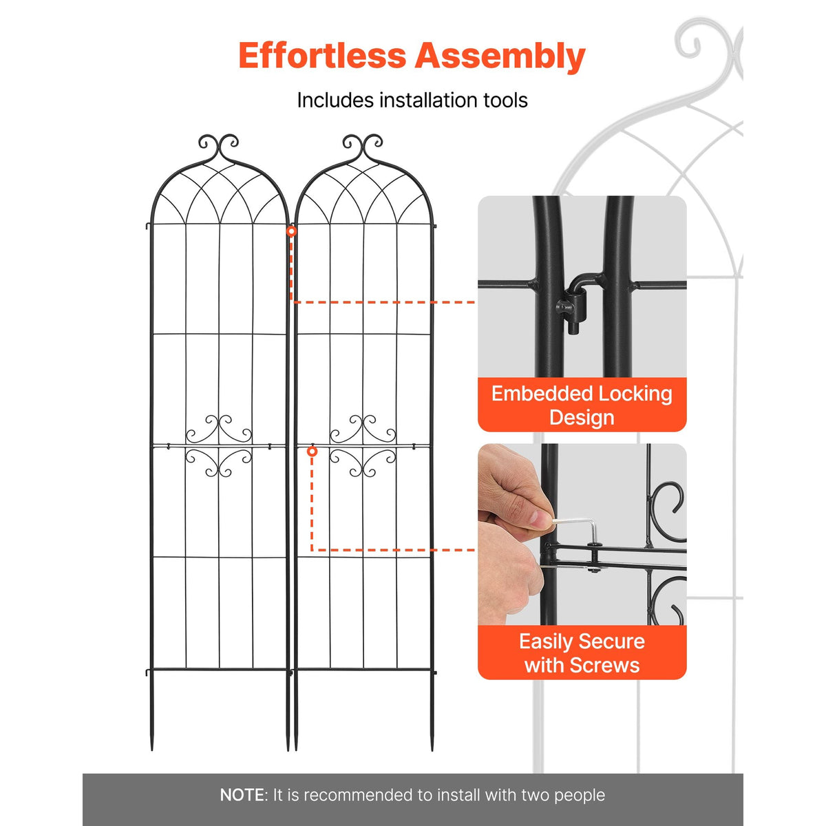 Garden Trellis, 87 x 20 inch Rose Trellis, 4 Packs Garden Flower Rose Trellises with Powder-Coated Finish & Convenient Locking Design, Plant Support Trellises for Flowers, Vegetables, Roses