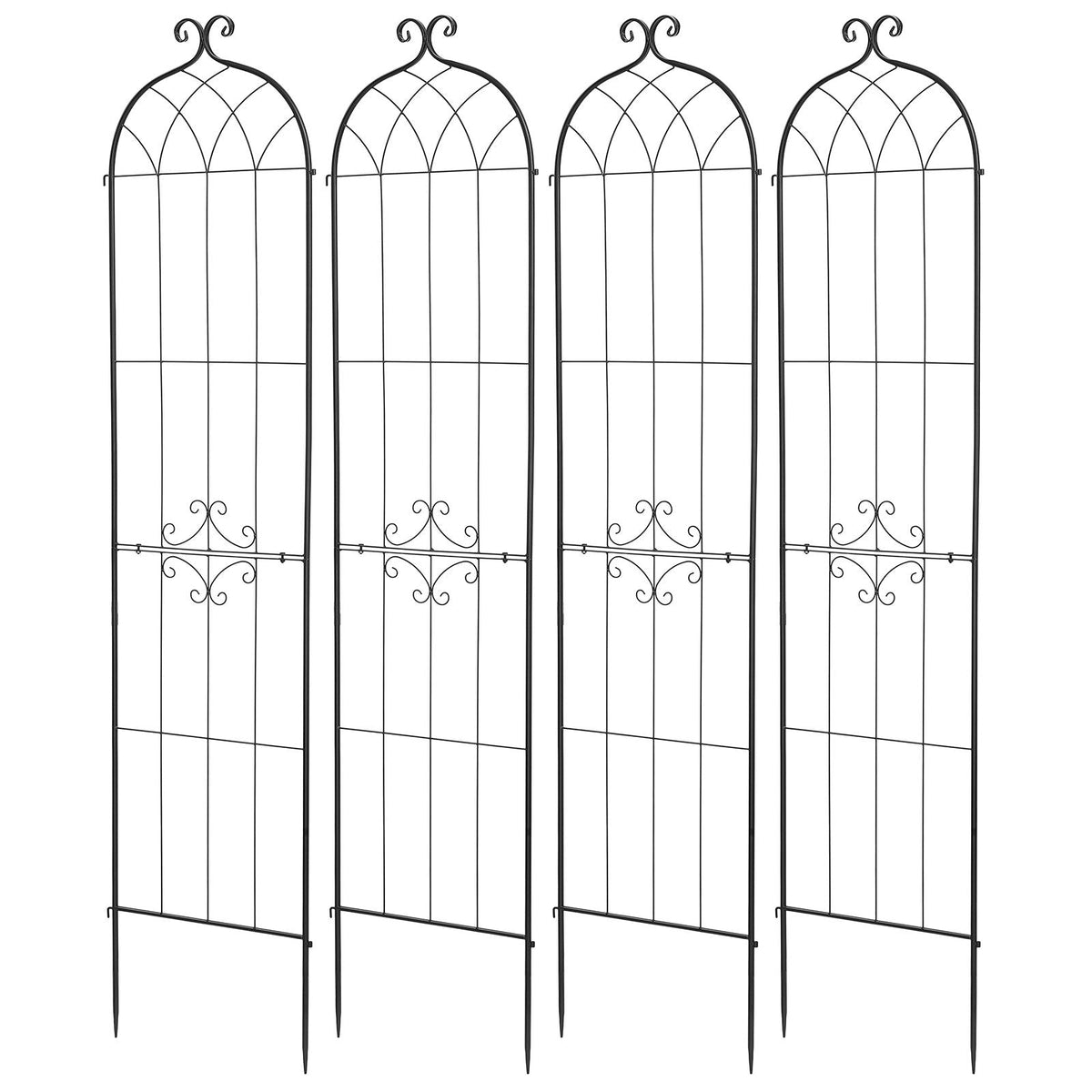 Garden Trellis, 87 x 20 inch Rose Trellis, 4 Packs Garden Flower Rose Trellises with Powder-Coated Finish & Convenient Locking Design, Plant Support Trellises for Flowers, Vegetables, Roses