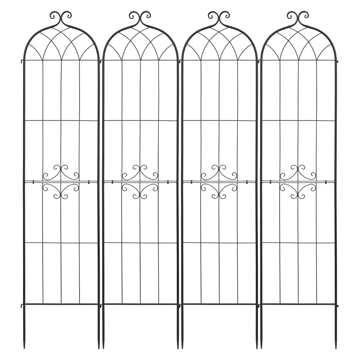Garden Trellis, 87 x 20 inch Rose Trellis, 4 Packs Garden Flower Rose Trellises with Powder-Coated Finish & Convenient Locking Design, Plant Support Trellises for Flowers, Vegetables, Roses