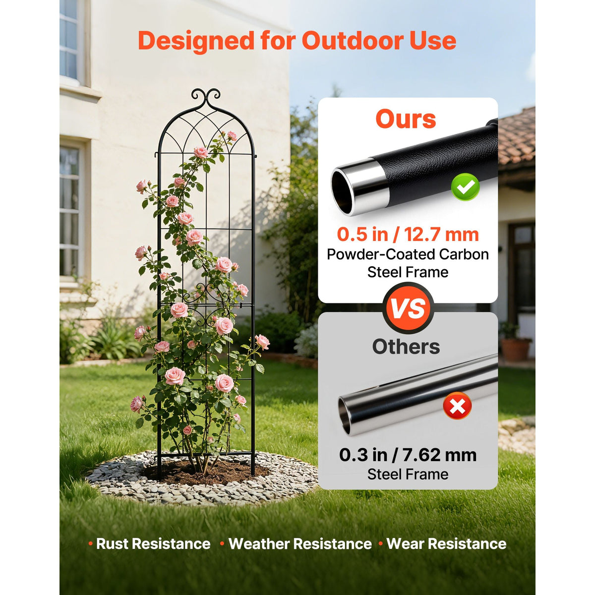 Garden Trellis, 87 x 20 inch Rose Trellis, 4 Packs Garden Flower Rose Trellises with Powder-Coated Finish & Convenient Locking Design, Plant Support Trellises for Flowers, Vegetables, Roses