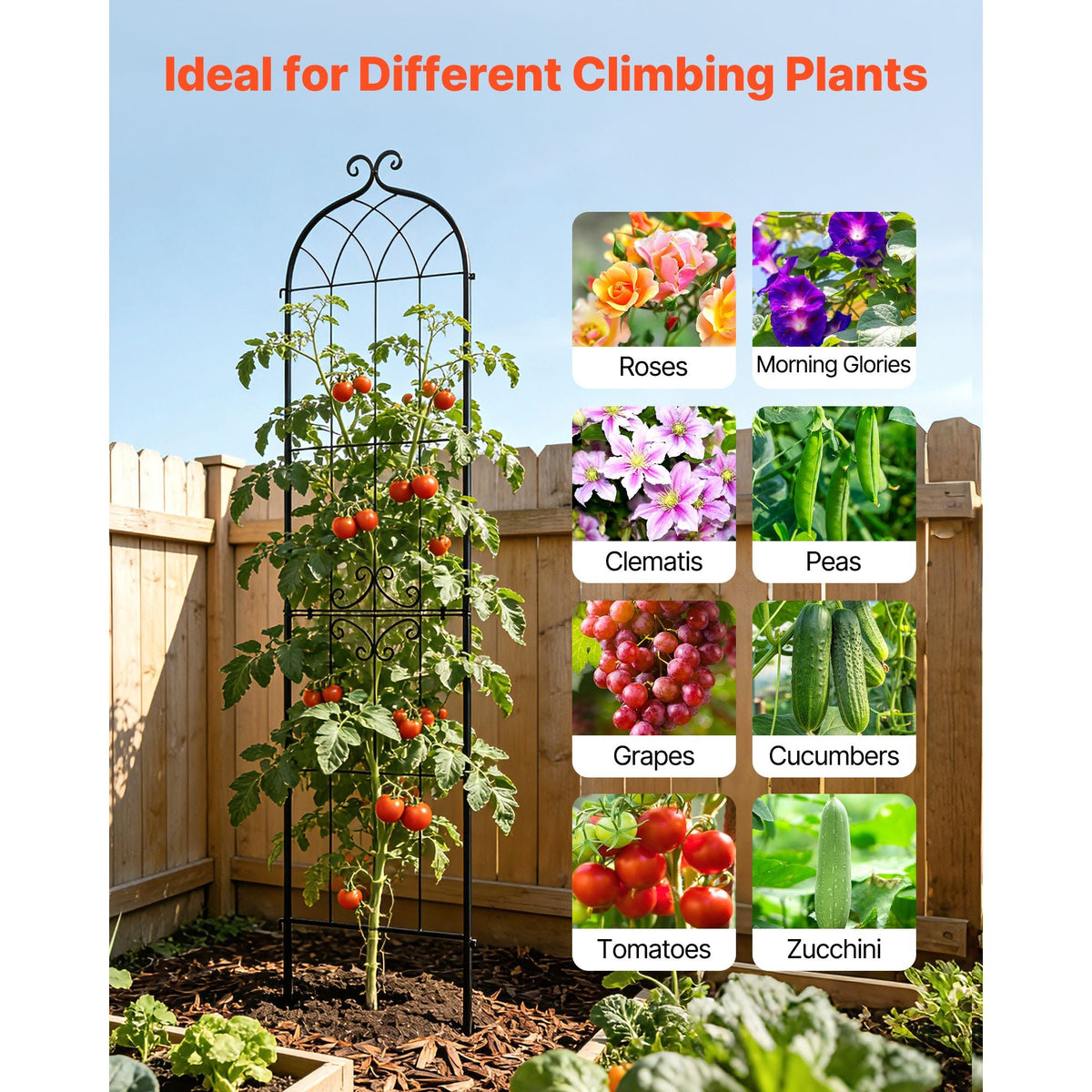 Garden Trellis, 87 x 20 inch Rose Trellis, 4 Packs Garden Flower Rose Trellises with Powder-Coated Finish & Convenient Locking Design, Plant Support Trellises for Flowers, Vegetables, Roses