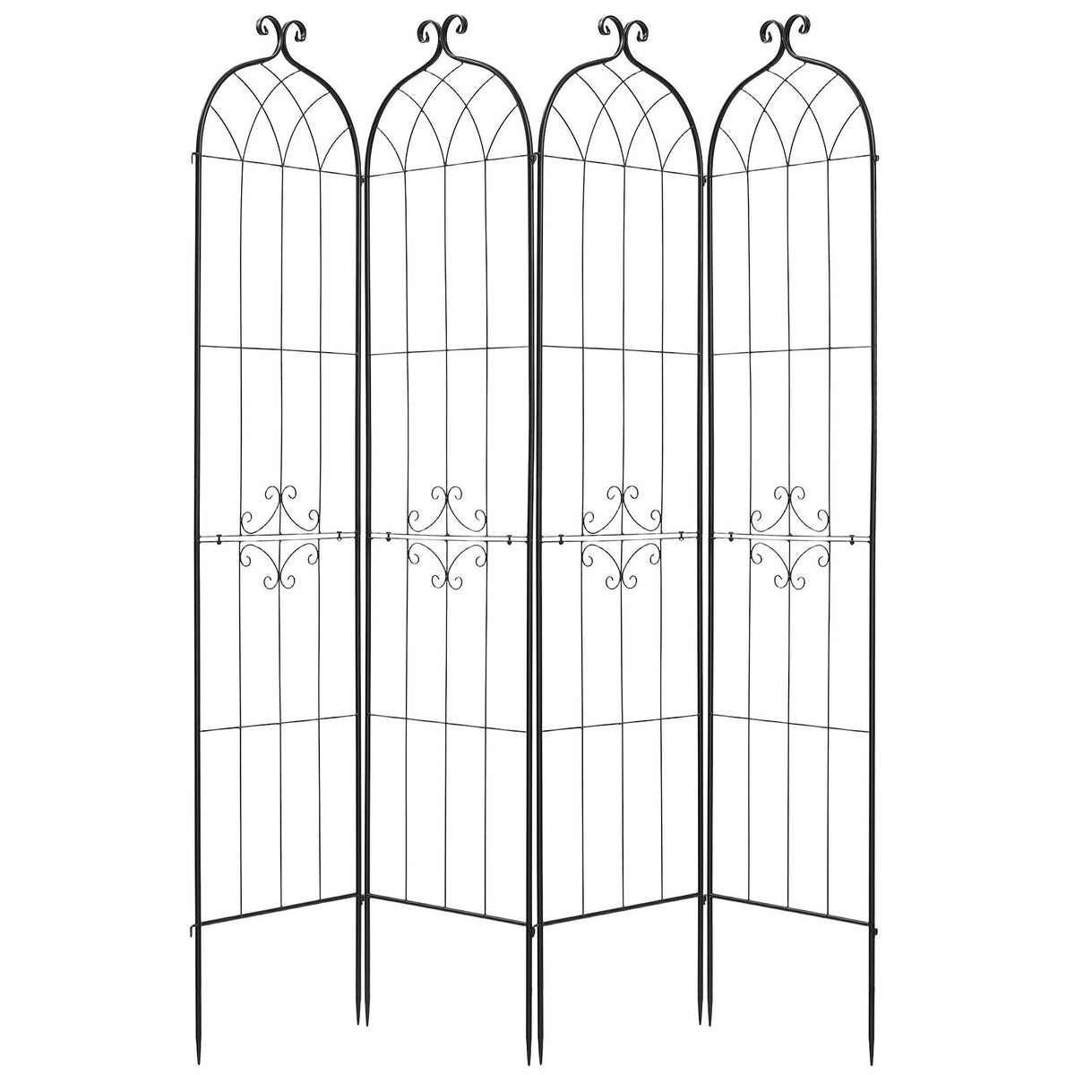 Garden Trellis, 87 x 20 inch Rose Trellis, 4 Packs Garden Flower Rose Trellises with Powder-Coated Finish & Convenient Locking Design, Plant Support Trellises for Flowers, Vegetables, Roses