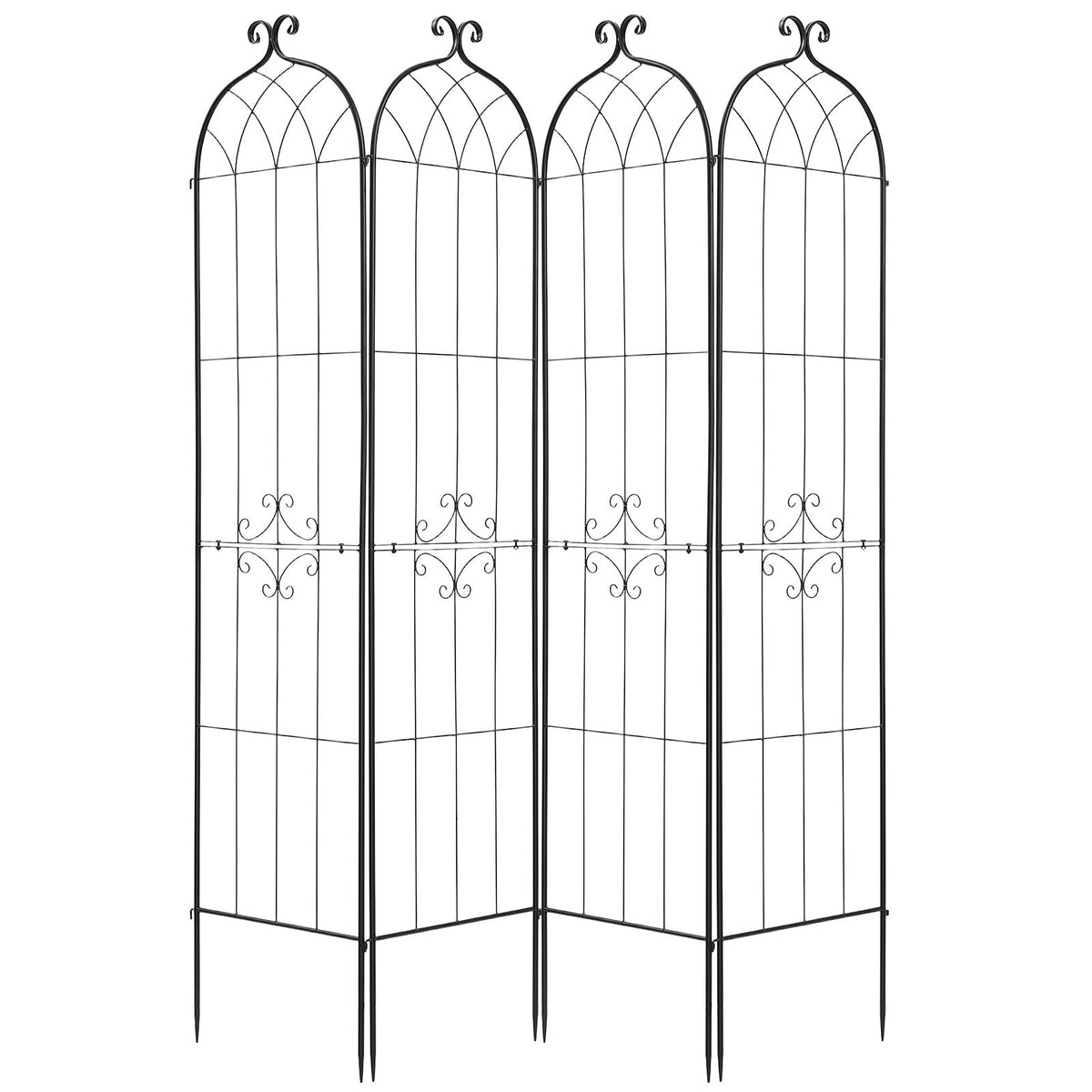 Garden Trellis, 87 x 20 inch Rose Trellis, 4 Packs Garden Flower Rose Trellises with Powder-Coated Finish & Convenient Locking Design, Plant Support Trellises for Flowers, Vegetables, Roses