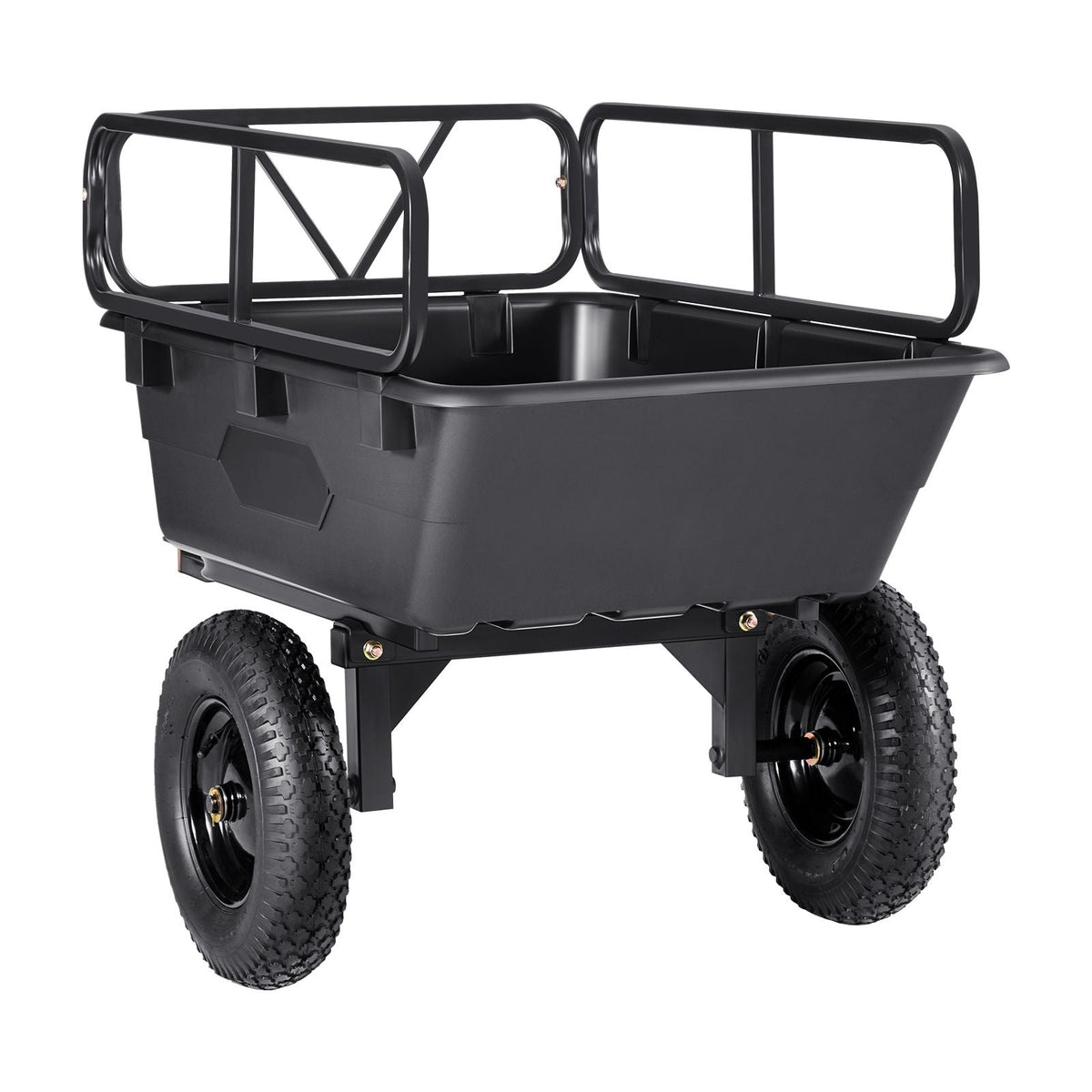 Garden Utility Trailer, 10 Cu. Ft 500lbs, ATV UTV Hauling Trailer, Tow Behind Poly Dump Cart with 16" Tires, Hand Pull or Foot Pedal, Heavy Duty Yard Trailers for Lawn Mower Tractor Garden Waste