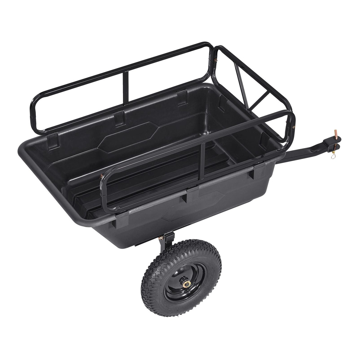 Garden Utility Trailer, 10 Cu. Ft 500lbs, ATV UTV Hauling Trailer, Tow Behind Poly Dump Cart with 16" Tires, Hand Pull or Foot Pedal, Heavy Duty Yard Trailers for Lawn Mower Tractor Garden Waste