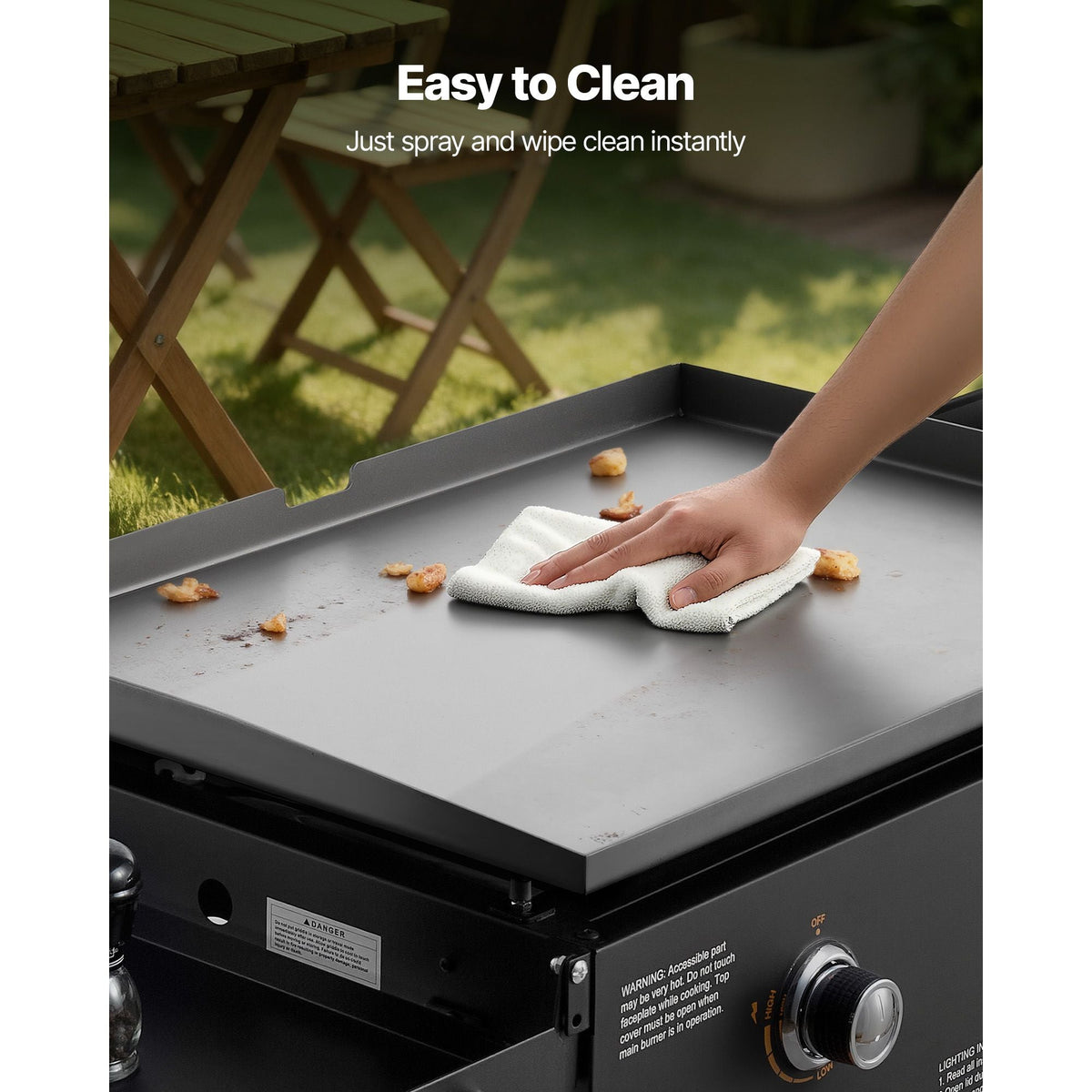 Gas Griddle, 2-Burner Flat Top Grill, 28 inch Grill Plate Foldable Propane Griddle with Wheels, 30000 BTU Outdoor Flat Top Grills for Pan-Frying, Grilling, Stir-Frying, & BBQ, Pulse Ignition