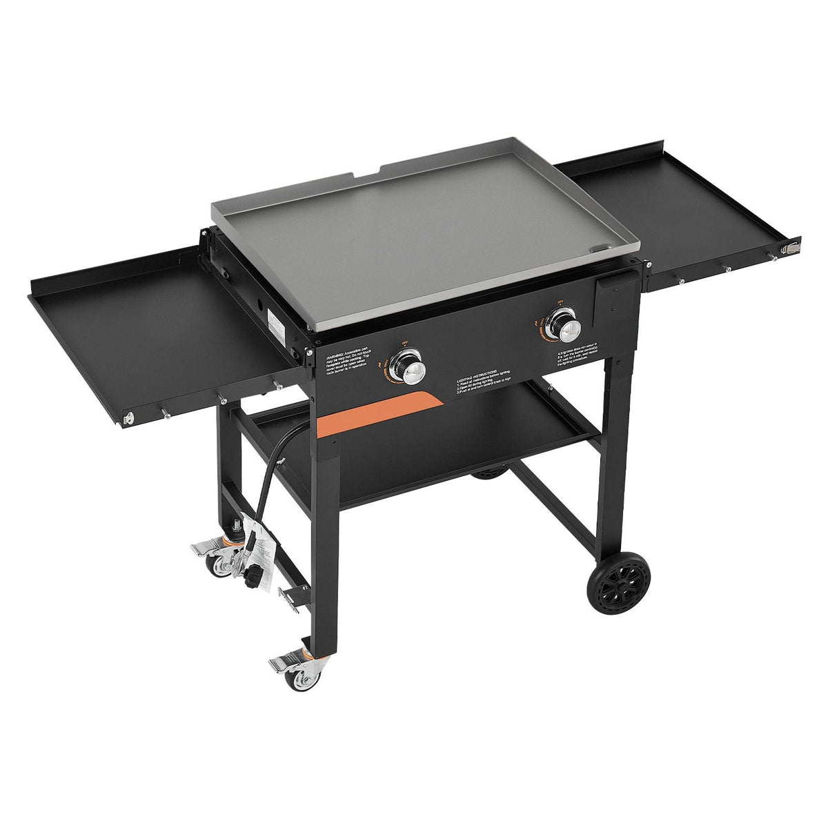 Gas Griddle, 2-Burner Flat Top Grill, 28 inch Grill Plate Foldable Propane Griddle with Wheels, 30000 BTU Outdoor Flat Top Grills for Pan-Frying, Grilling, Stir-Frying, & BBQ, Pulse Ignition