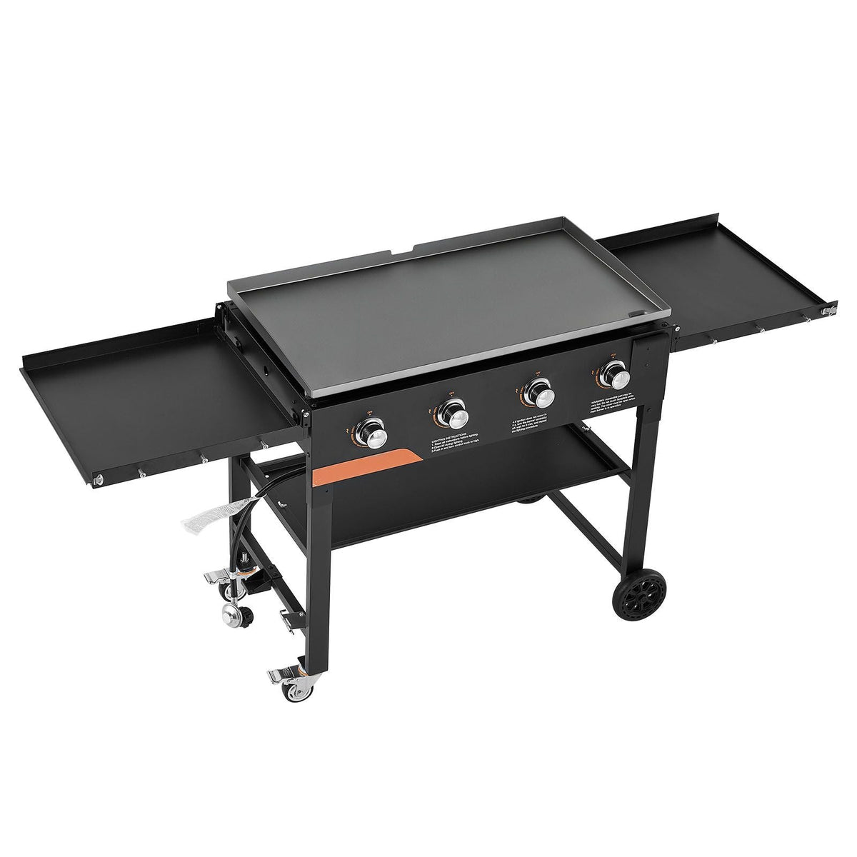 Gas Griddle, 4-Burner Flat Top Grill, 36 inch Grill Plate Foldable Propane Griddle with Wheels, 60000 BTU Outdoor Flat Top Grills for Pan-Frying, Grilling, Stir-Frying, & BBQ, Pulse Ignition