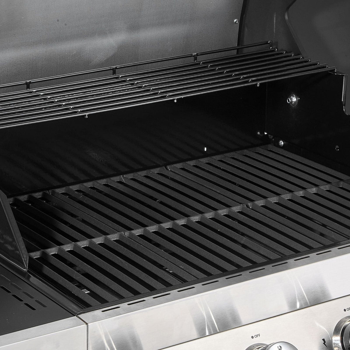 Gas Grill, 4 Burner Propane Gas Grill with Side Burner, 425 SQ.In Grilling Area, Carbon Steel Enamel Grates, Outdoor 52,000 BTU Patio Garden BBQ Grills with Two Side Shelves, Stainless Steel