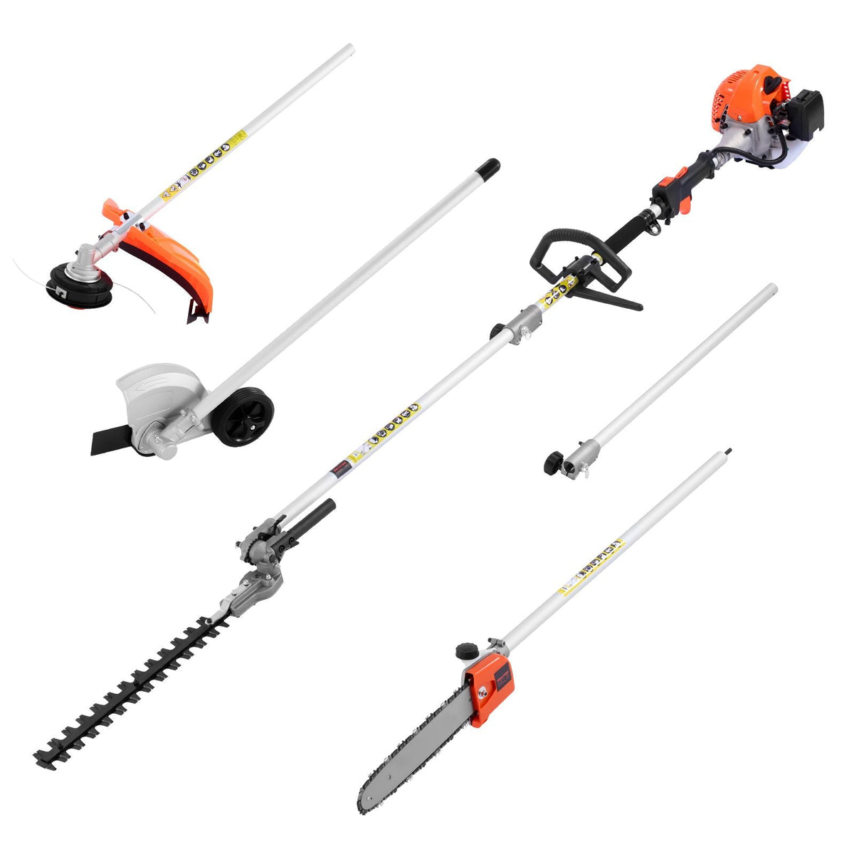 Gas Hedge Trimmer, 2 Cycle Gas Power Handheld Trimmer, 6-in-1 26cc Weed Eater with Extension Pole & Protective Gear Set, Includes Hedge & String Trimmer, Brush Cutter(3T & 40T), Edger, Pole Saw