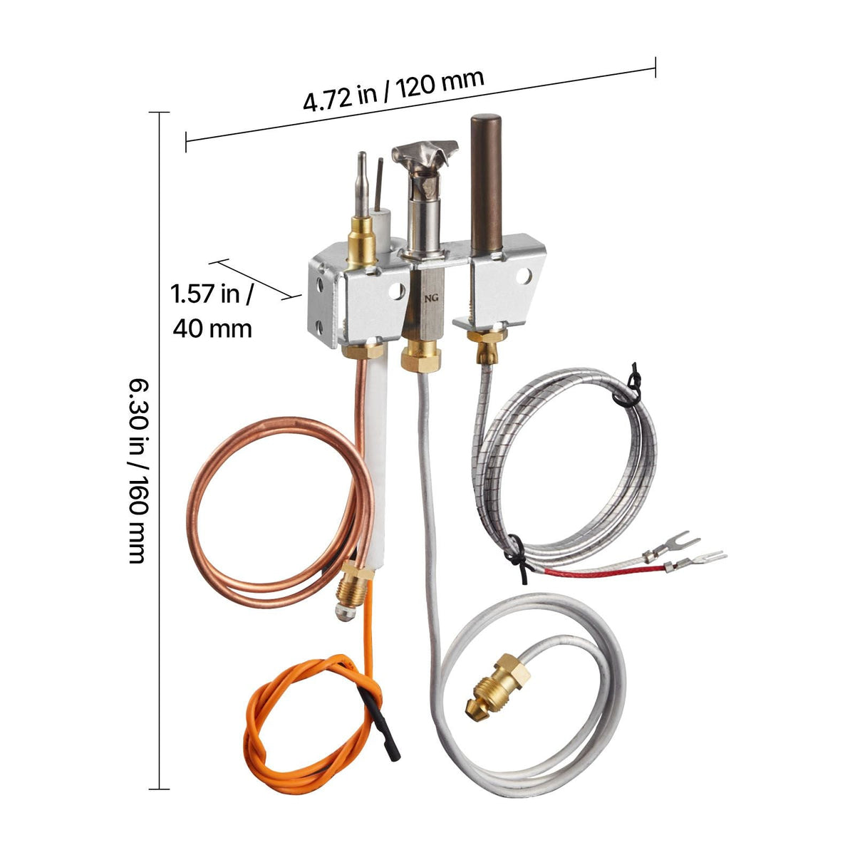 Gas Pilot Assembly, OE 4021-732, 25660 Fireplace Gas Pilot Assembly, Natural Gas Ignition Replacement with Pilot Tube, Thermocouple, Thermopile, Wires, Compatible with Heatilator Models