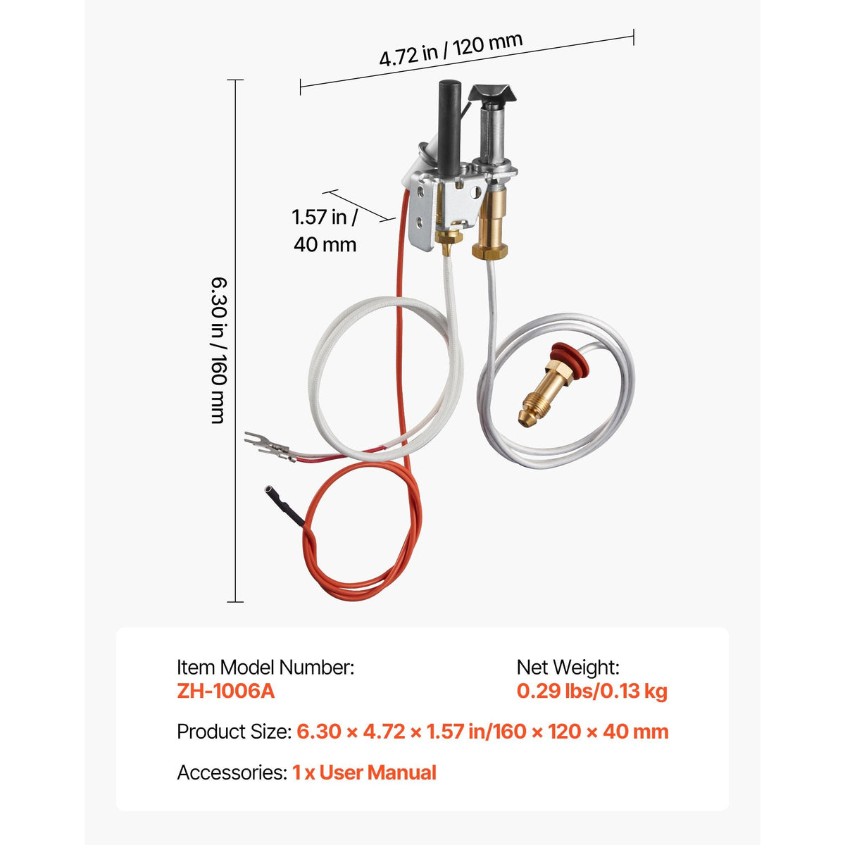Gas Pilot Assembly, OE 446-512A, HSRV 446-512A, SRV 446-512A Fireplace Gas Pilot Assembly Kit, Natural Gas Ignition Replacement, Compatible with Heat & Glo, Heatilator, Lennox, Regency Models