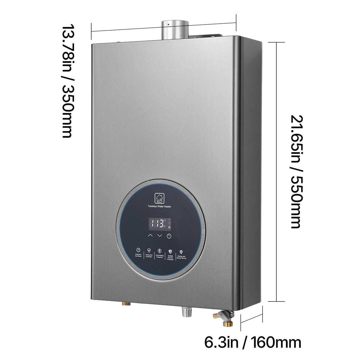 Gas Tankless Water Heater, 4.3Gal Indoor 100000 BTU Instant Hot Water Heater, Smart Temperature Control & Clear LED Display & Multiple Security Protections for Whole House,Silver Gray
