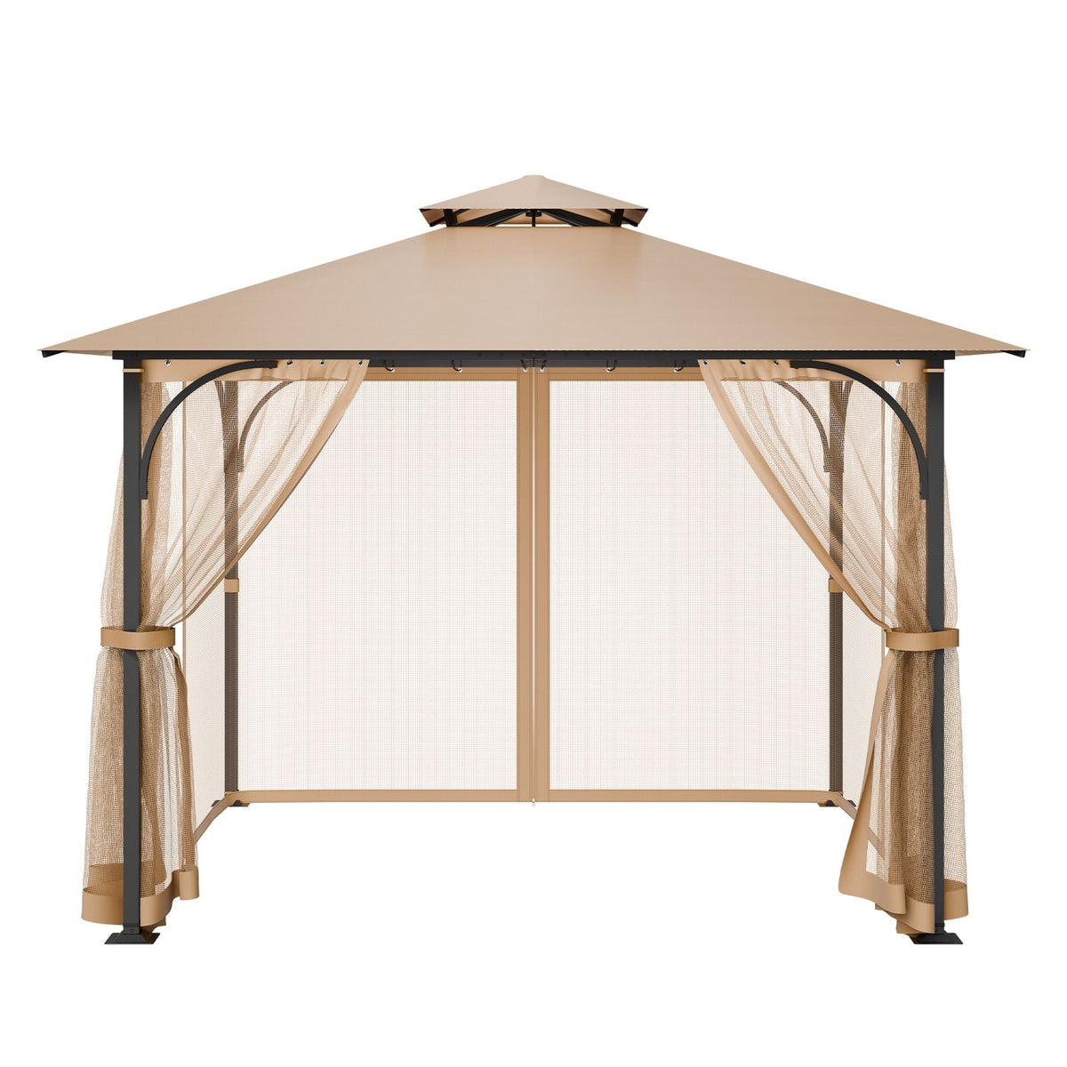 Gazebo Netting Replacement, Fit Most 10 x 10 x 7 FT Gazebo Curtain, Outdoor Garden Net, 4-Panel Sidewall Mesh Net, Patio Midge Netting with Double Zipper, Canopy Screen (Netting Only)