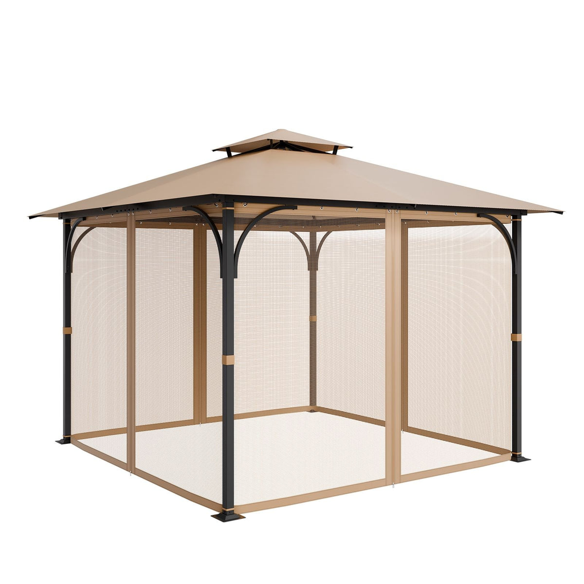 Gazebo Netting Replacement, Fit Most 10 x 10 x 7 FT Gazebo Curtain, Outdoor Garden Net, 4-Panel Sidewall Mesh Net, Patio Midge Netting with Double Zipper, Canopy Screen (Netting Only)