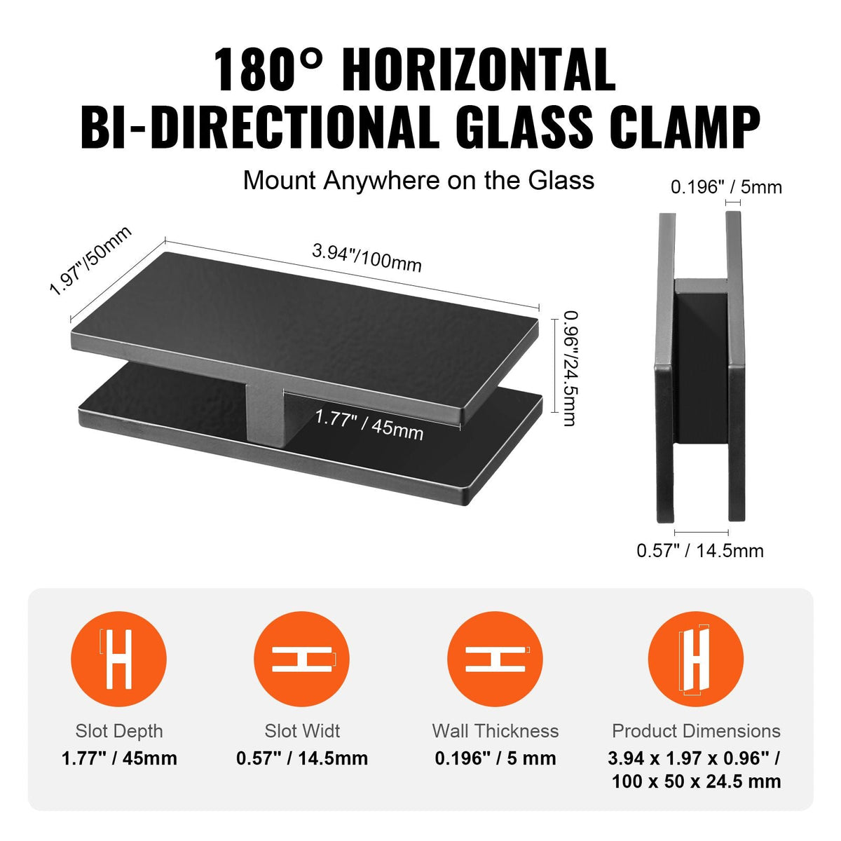 Glass Clamp, 4 PCS Rectangle Glass Railing Bracket for 0.31 "-0.47 " Tempered Glass, 304 Stainless Steel Glass Mounting Clamp, 0.2' Thick Glass Shelf Bracket for Balcony, Garden, Pool, Stair
