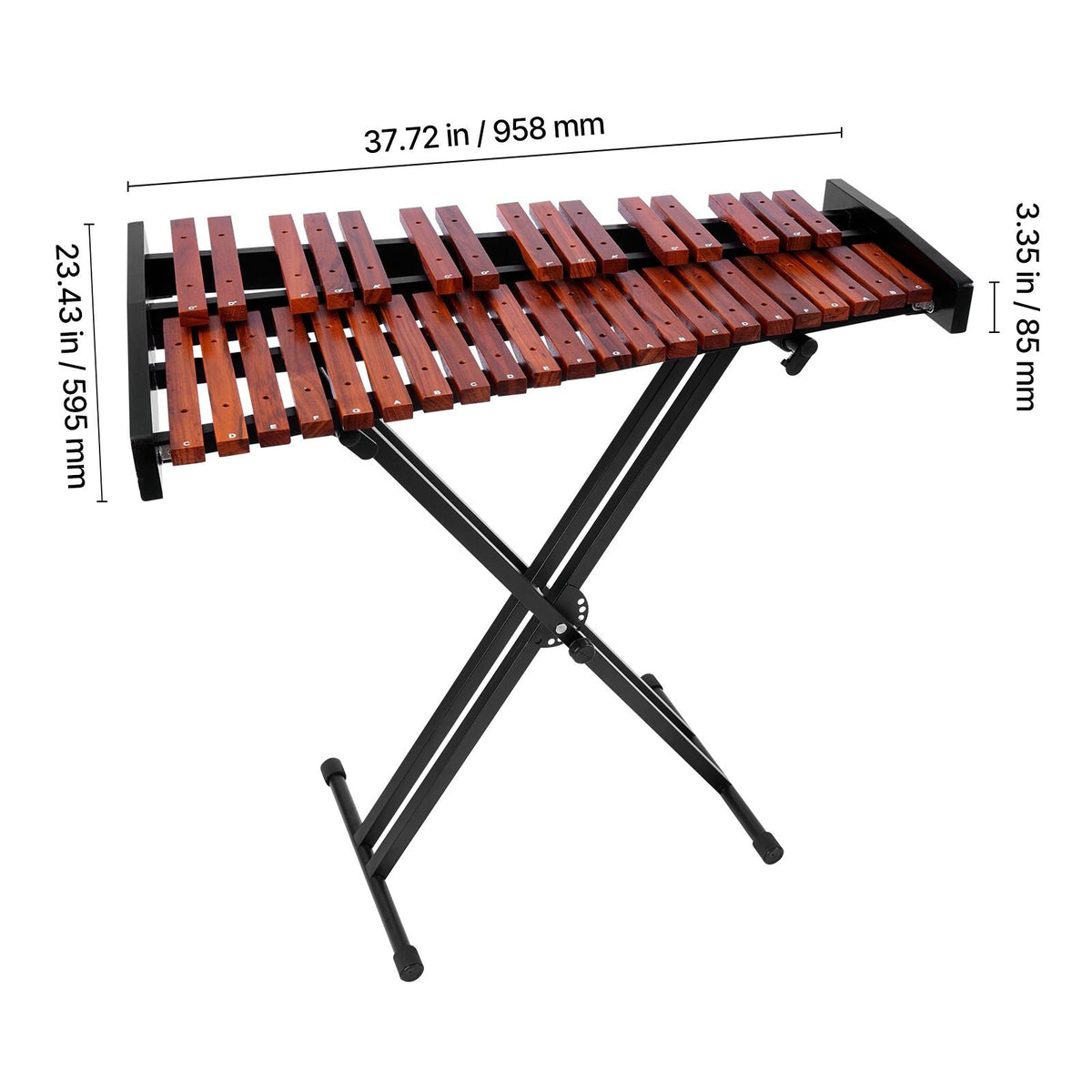 Glockenspiel Xylophone, 37 Notes, Wooden Professional Xylophone Percussion Instrument, with Height Adjustable Stand, 4 Mallets, Carrying Bag, Beginner Musical Instrument Kit for Adults and Kids