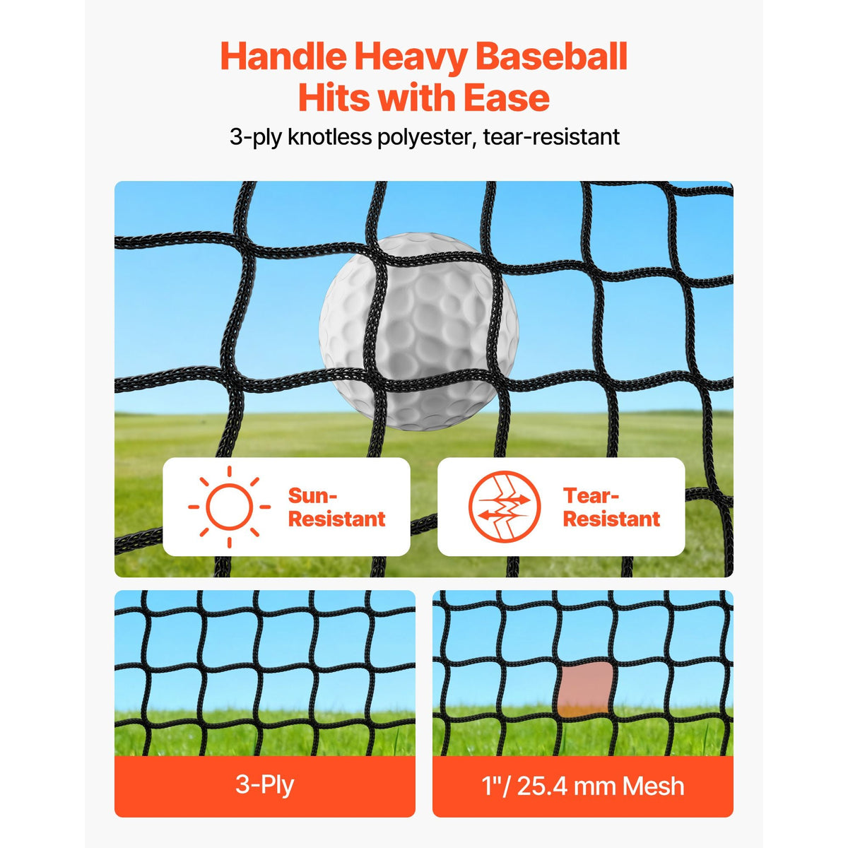 Golf Batting Cage, 10 x 10 x 10 FT Golf Cage, Driving Hitting Cages with 3-Ply Knotless Polyester, Golfs Target & 9-Hole Baseball Target, Golfs Hitting Net for Indoor, Outdoor, Backyard