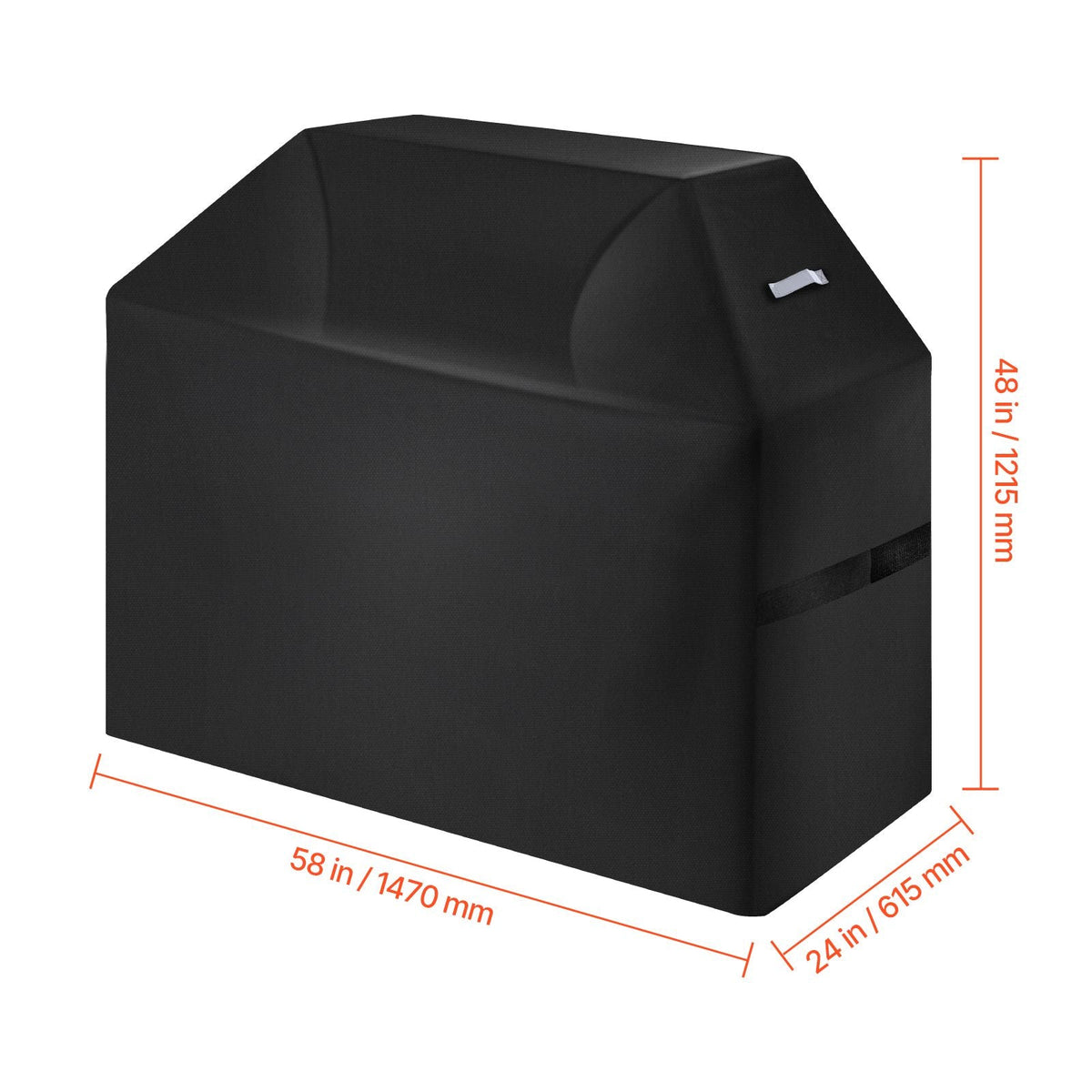 Grill Cover, 58 inch BBQ Covers for Outdoor Grills, Waterproof, Fade Resistant, Weather Resistant Heavy Duty 600D Polyester, Easy On/Off, with Hook-and-Loop Straps, Black