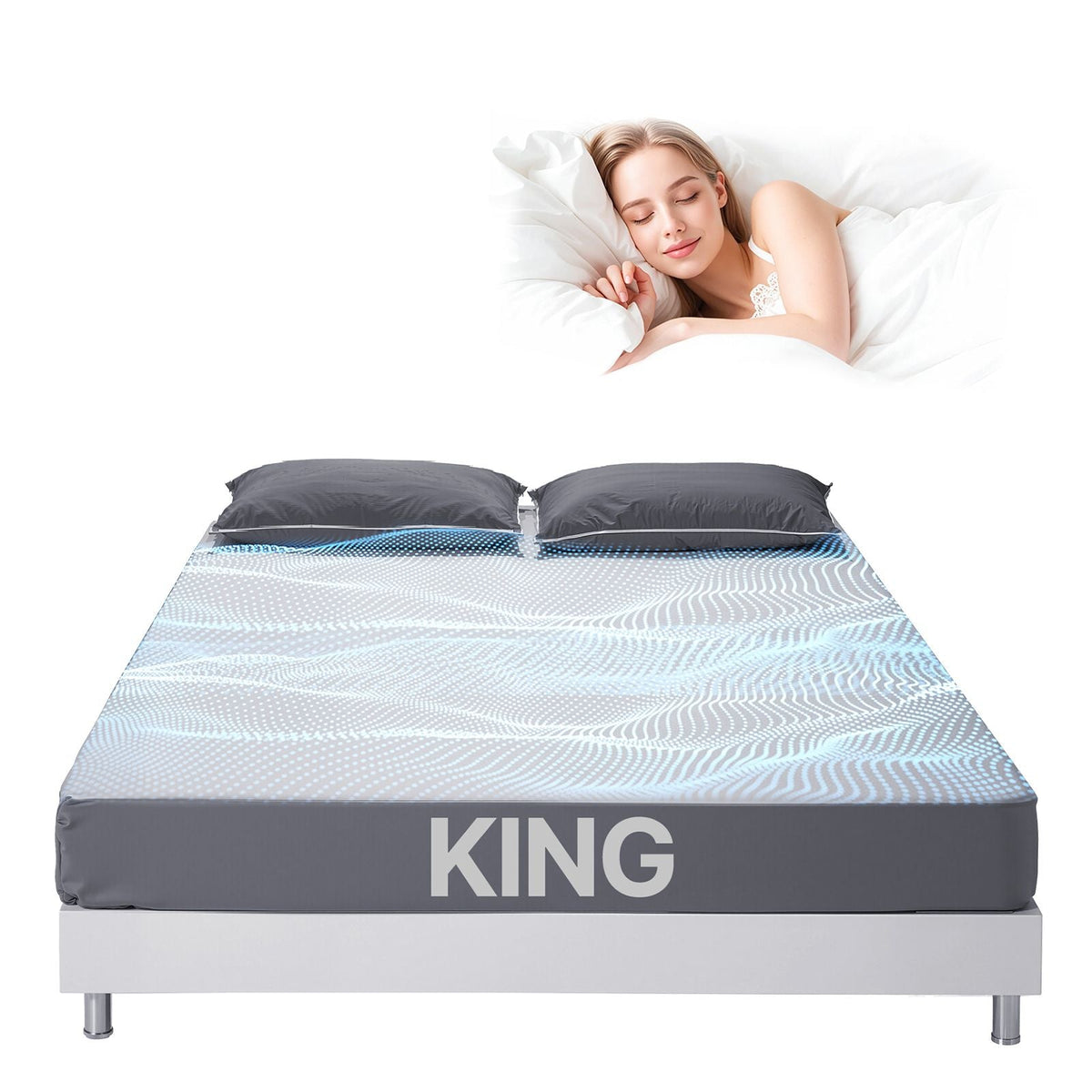 Grounding Sheets, King Size, 90% Cotton + 10% Pure Silver Fiber, Earth Grounded Fitted Bed Sheets, with Grounding Cord & Tester, for Improved Sleep & Wellness (Gray, King - 78 x 80 x 15 in)