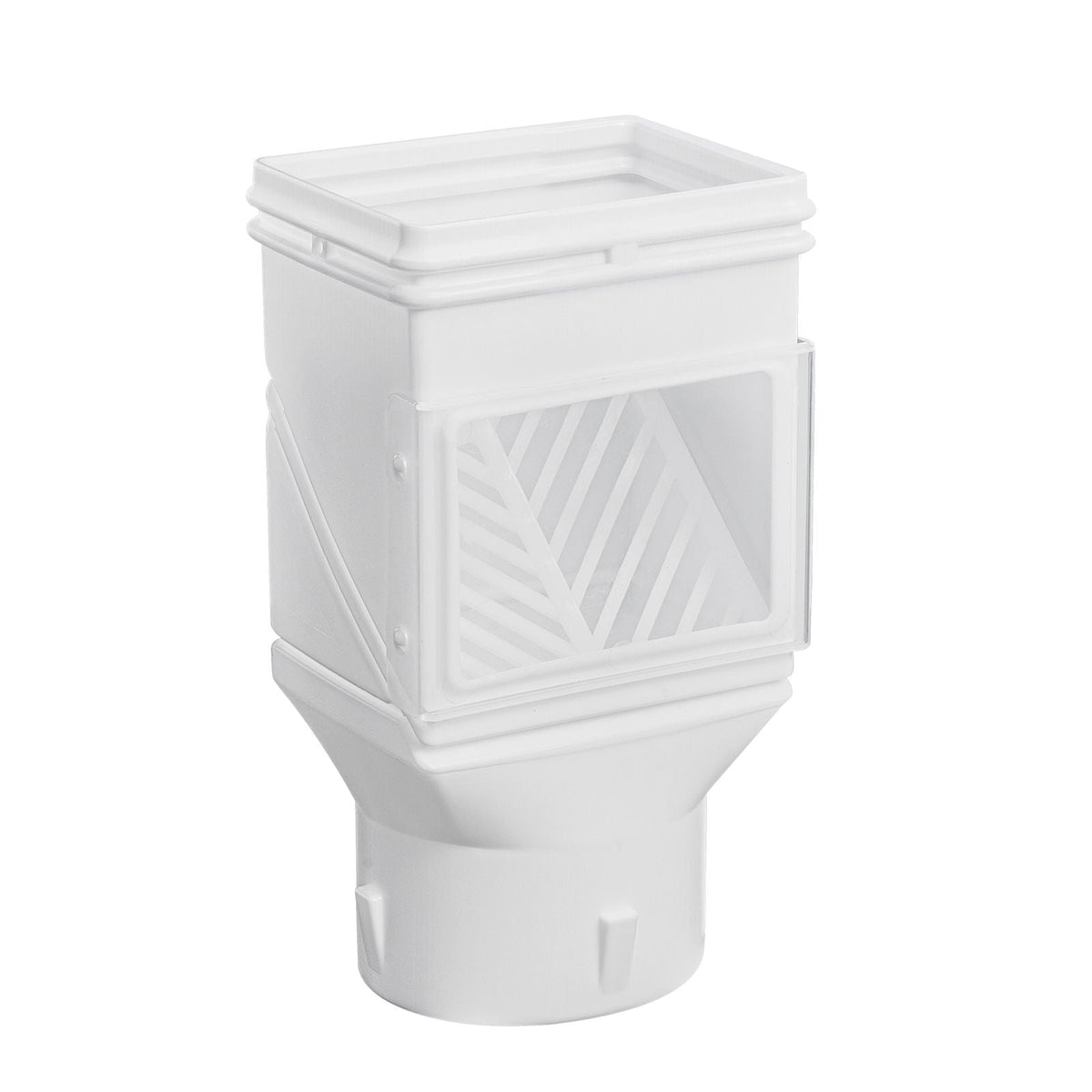 Gutter Downspouts, Downspout Diverter Rainwater Collection System Fits for 2x3 or 3x4 Inch Standard Inlet and Φ4inch Outlet, Flexible Rain Water Barrel Kit with Mesh Screen & Transparent, White