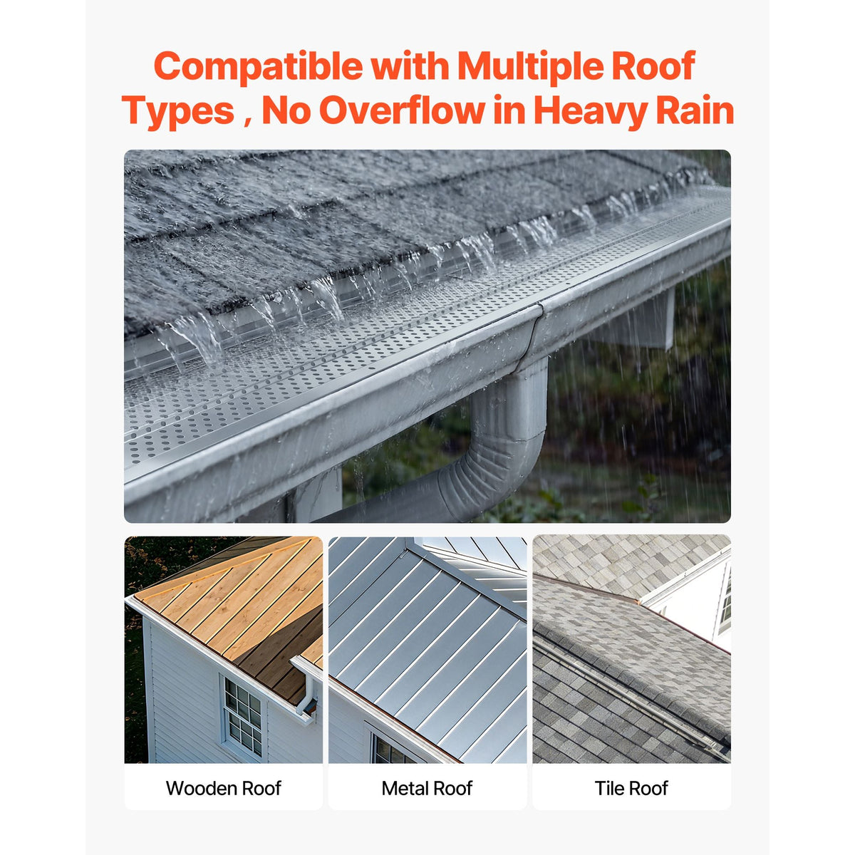 Gutter Guard, 6 in Aluminum Gutter Cover Heavy-Duty, 52ft Length Protection Cover for Leaf & Debris, 0.02 in Thickness Mill Finish, Easy DIY Install, Fast Drainage, Screws Included, 13 PCS