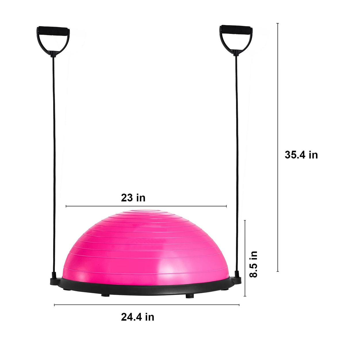 Half Exercise Ball Trainer, 23 inch Balance Ball Trainer, 660lbs Capacity Stability Ball, Yoga Ball with Resistance Bands & Foot Pump, Strength Fitness Ball for Home Gym, Full Body Workout, Pink