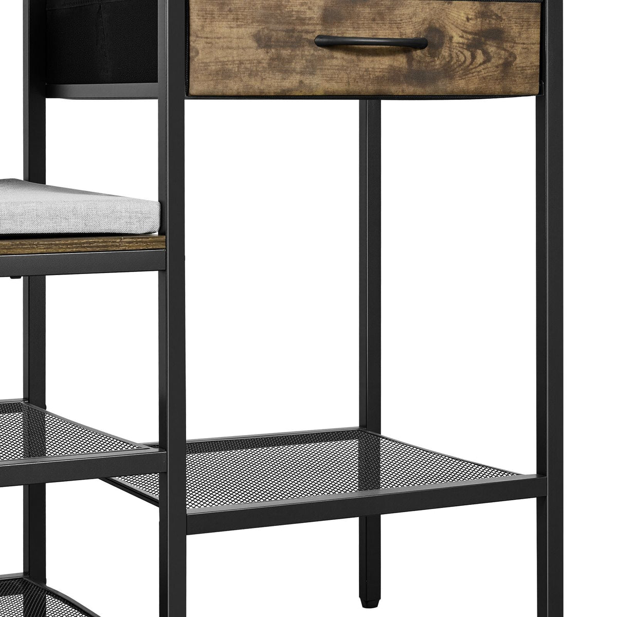 Hall Tree, 70.9 in Coat Rack with Shoe Bench & 2 Drawers, 3-in-1 Freestanding Shoe Rack Storage Organizer with Bookshelf & Wire Shelf, Steel Frame Entrance Coat Holder for Entry, Bedroom, Closet