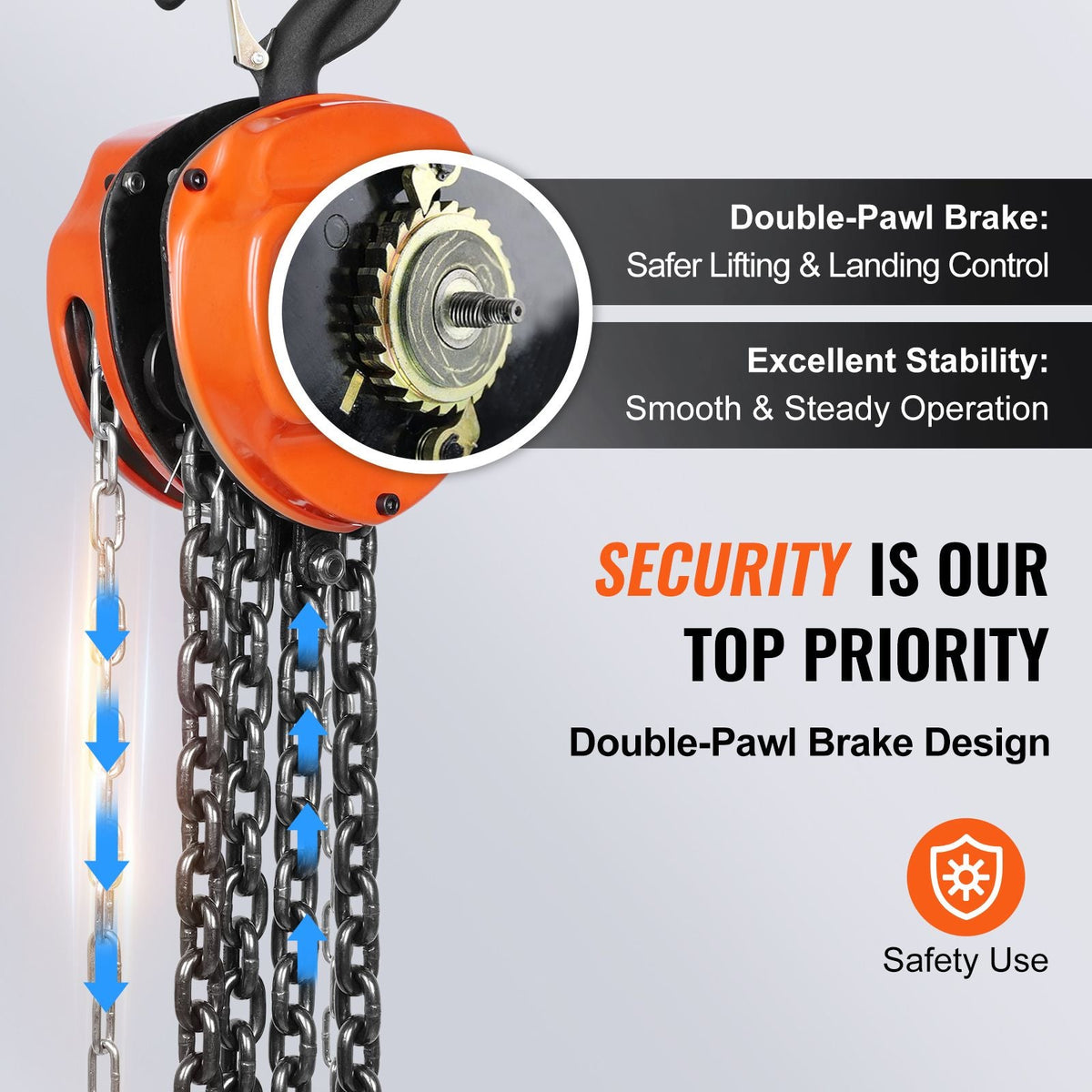 Hand Chain Hoist, 3 Ton 6600 lbs Capacity 10 FT Come Along, G80 Galvanized Carbon Steel with Double-Pawl Brake, Auto Chain Leading & 360° Rotation Hook, for Garage Factory Dock
