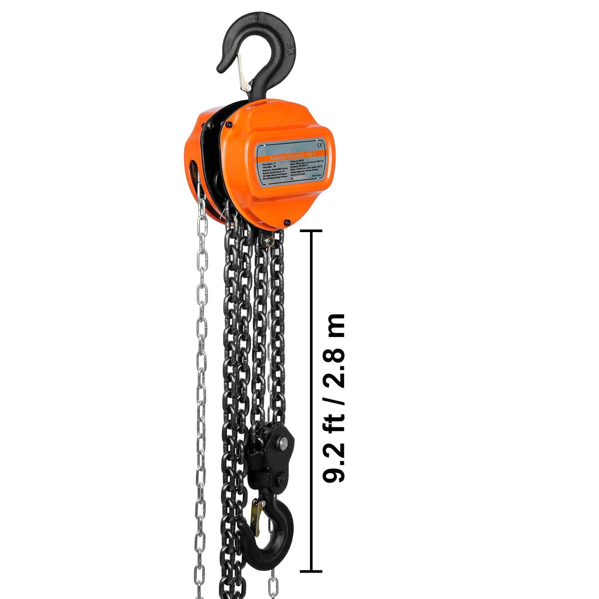 Hand Chain Hoist, 3 Ton 6600 lbs Capacity 10 FT Come Along, G80 Galvanized Carbon Steel with Double-Pawl Brake, Auto Chain Leading & 360° Rotation Hook, for Garage Factory Dock