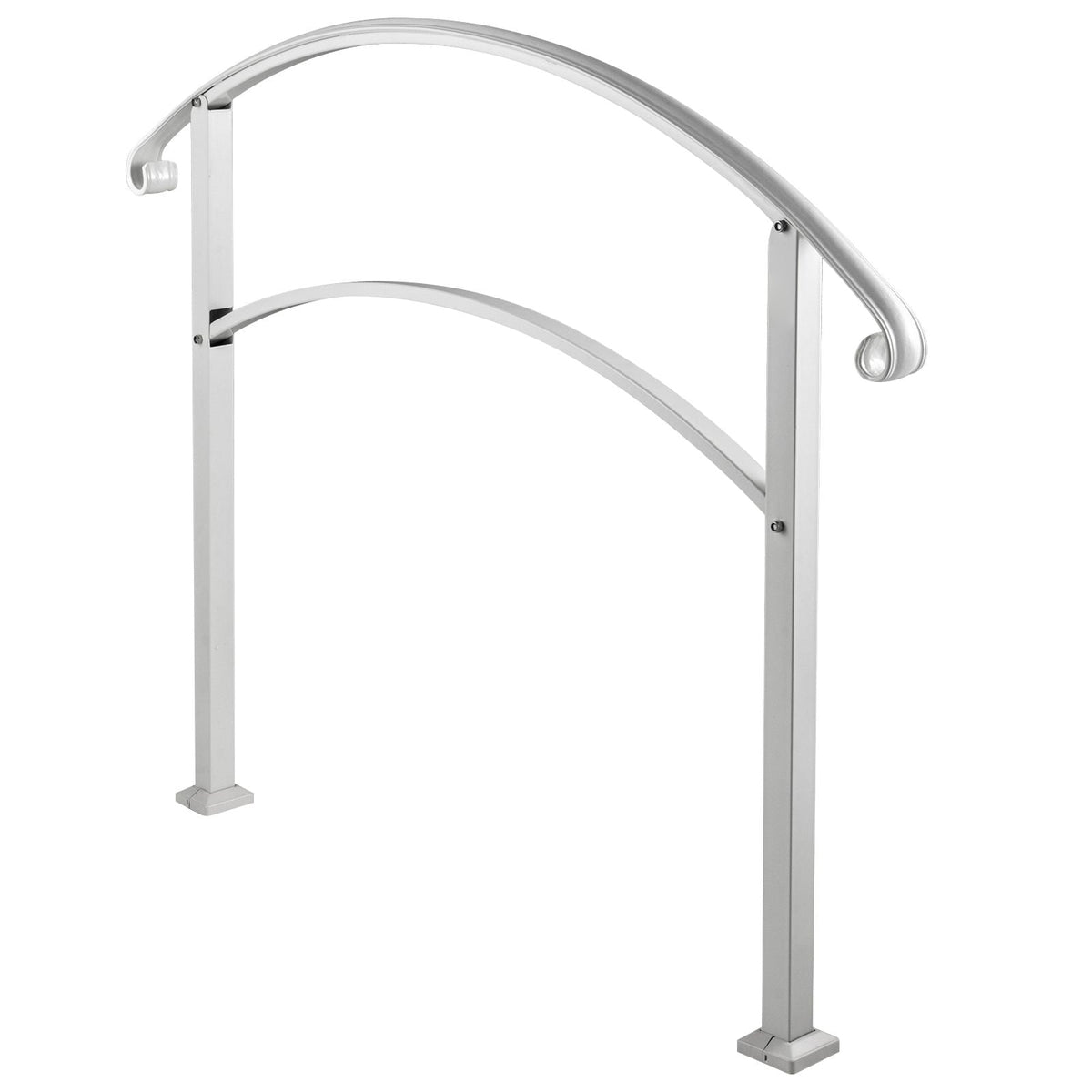 Handrails for Outdoor Steps, Fit 1 or 3 Steps Outdoor Stair Railing, White Wrought Iron Handrail, Flexible Front Porch Hand Rail, Transitional Handrails for Concrete Steps or Wooden Stairs