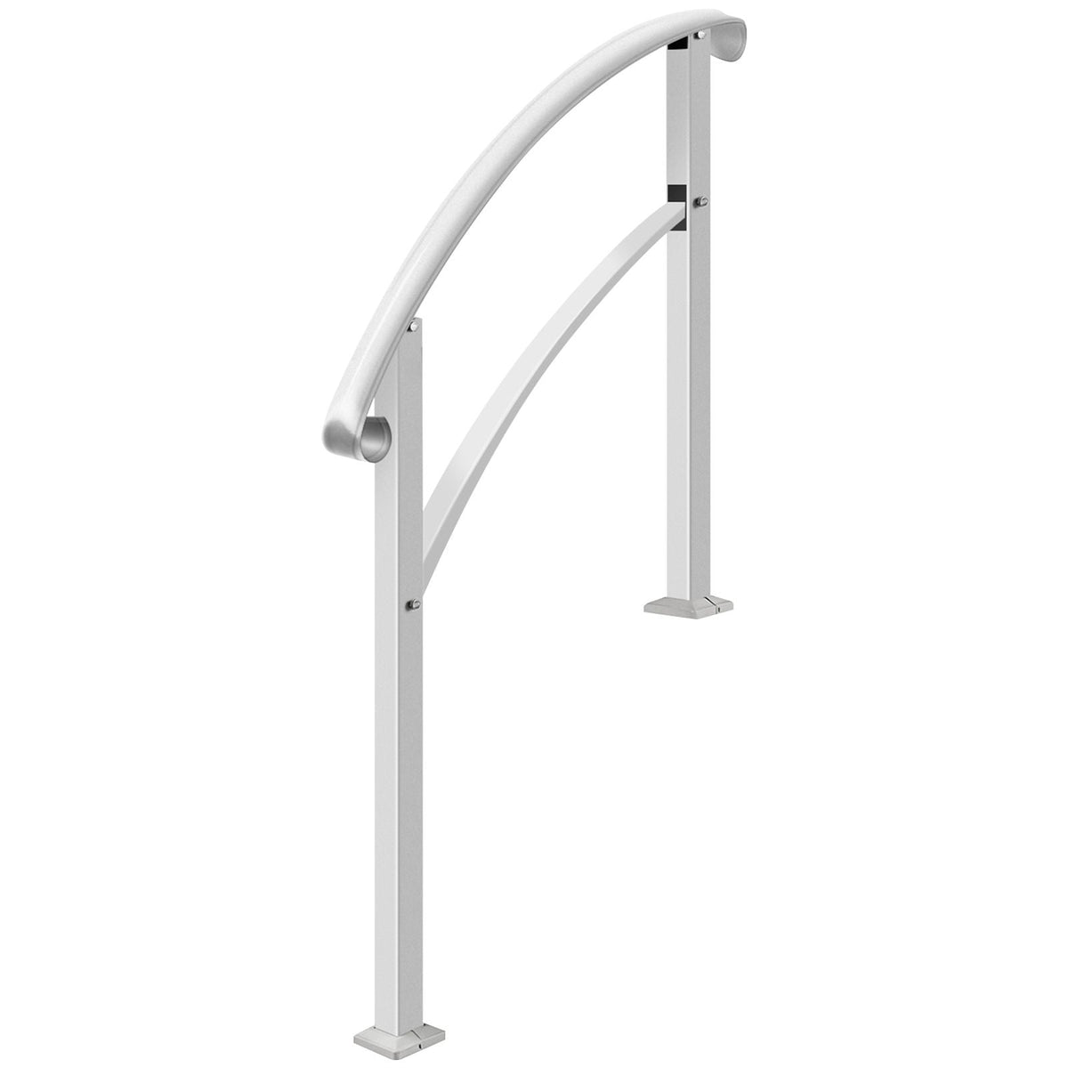 Handrails for Outdoor Steps, Fit 1 or 3 Steps Outdoor Stair Railing, White Wrought Iron Handrail, Flexible Front Porch Hand Rail, Transitional Handrails for Concrete Steps or Wooden Stairs
