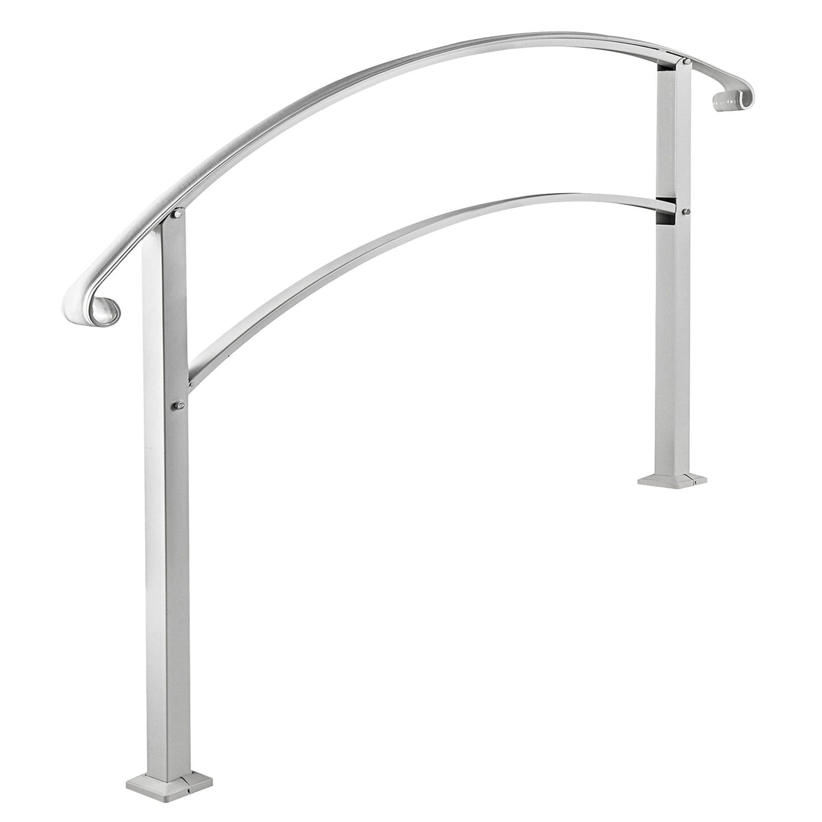 Handrails for Outdoor Steps, Fit 1 or 3 Steps Outdoor Stair Railing, White Wrought Iron Handrail, Flexible Front Porch Hand Rail, Transitional Handrails for Concrete Steps or Wooden Stairs