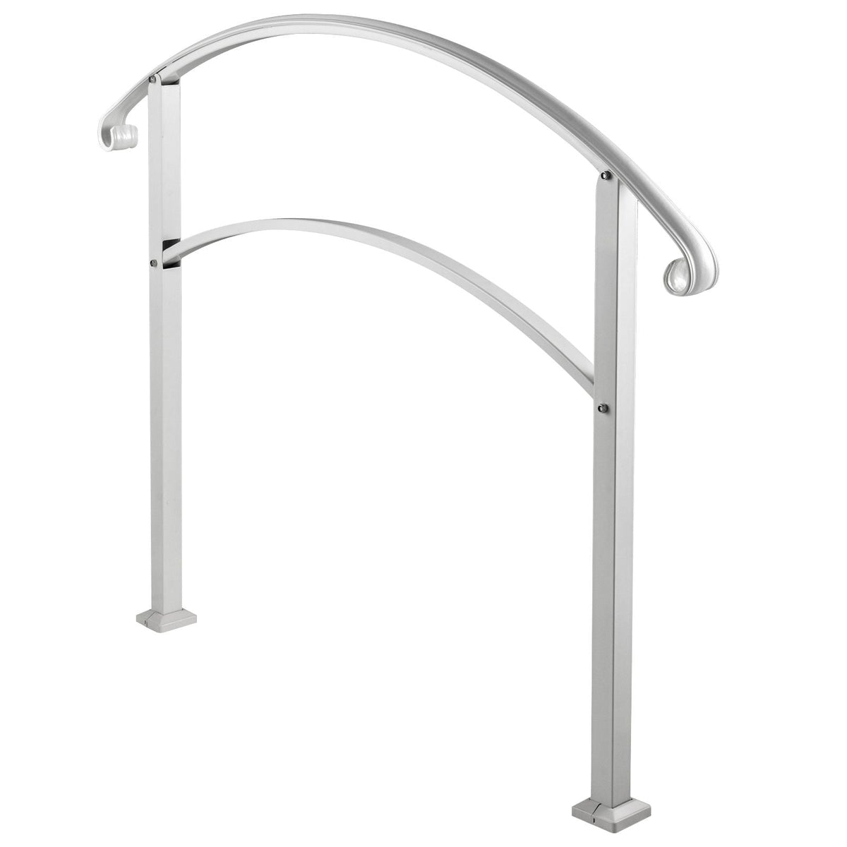 Handrails for Outdoor Steps, Fit 1 or 4 Steps Outdoor Stair Railing, White Wrought Iron Handrail, Flexible Front Porch Hand Rail, Transitional Handrails for Concrete Steps or Wooden Stairs