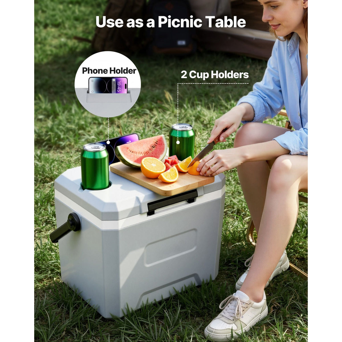 Hard Cooler, 17QT Portable Cooler, Leak-Resistant Coolbox Keeps Contents Cool for 48 Hours, Insulated Chests with Ice Retention and Heavy-Duty Handle, Ultra-Light for Camping, Concerts, Sports