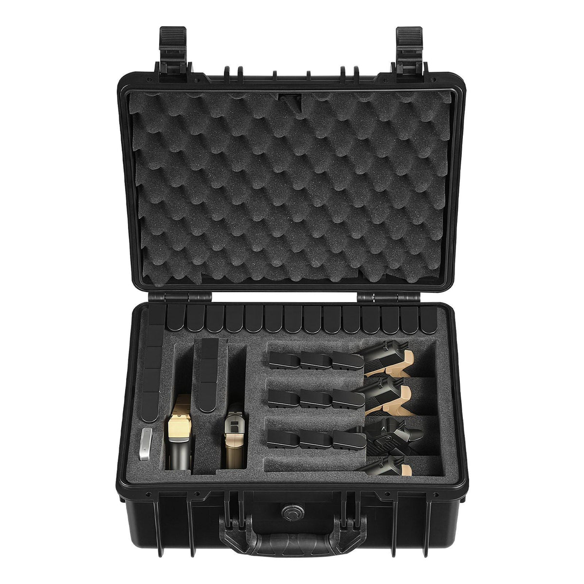 Hard Pistol Case, Heavy Duty Hard Gun Case with XPE Foam Interior, Waterproof Pistol Storage Box with Customizable Lining & Handle for Gun, Lenses, Camera, Gear, TSA Compliant, 18.7x12.5x7.5 in