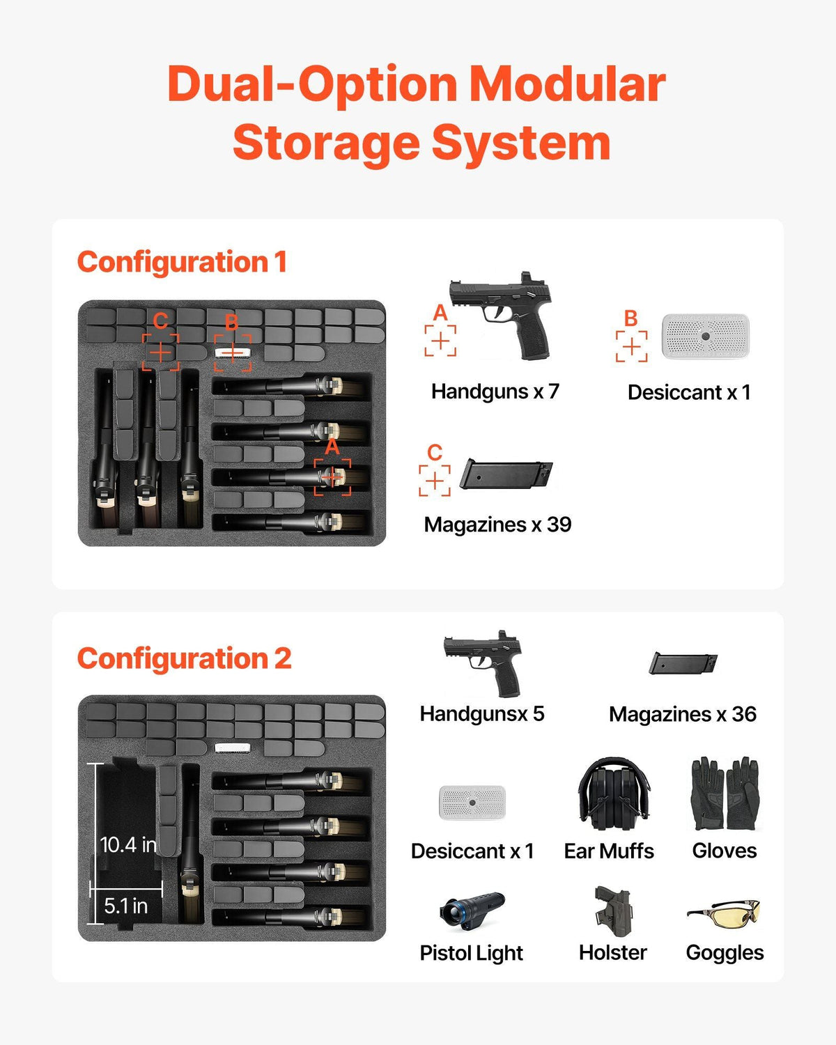 Hard Pistol Case, Heavy Duty Hard Gun Case with XPE Foam Lining, Waterproof Pistol Storage Box with Customizable Interior & Handle for Gun, Lenses, Camera, Gear, TSA Compliant, 19.3x17.1x8.3 in