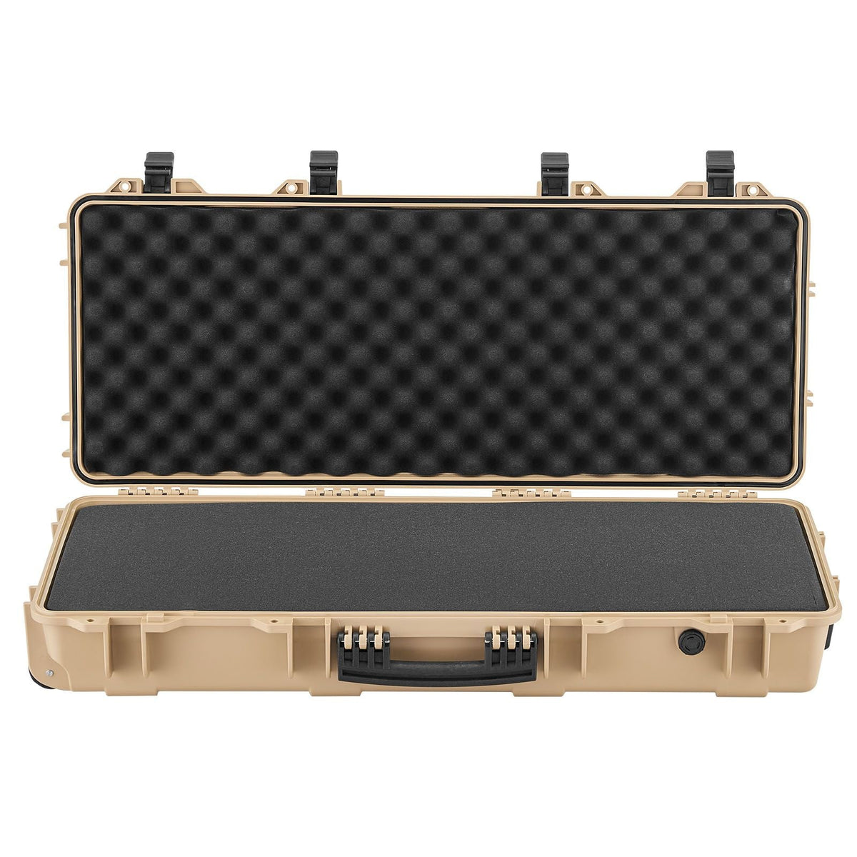 Hard Rifle Case, Lockable Rifle Case with 4 Layers Pre-cut Foams, 36 in Gun Storage with Wheels, IP67 Waterproof & Dustproof Pistol Storage Cases for Rifles, Shotguns, Airsoft Guns, Khaki
