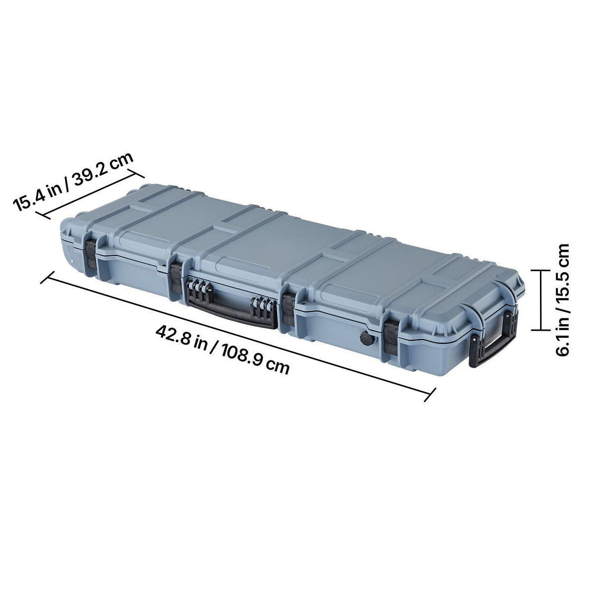 Hard Rifle Case, Lockable Rifle Case with Pre-cut Foams, 40 in Gun Storage with Wheels, IP67 Waterproof & Dustproof Movable Large Pistol Storage for Rifles, Shotguns, Airsoft Guns, Grey